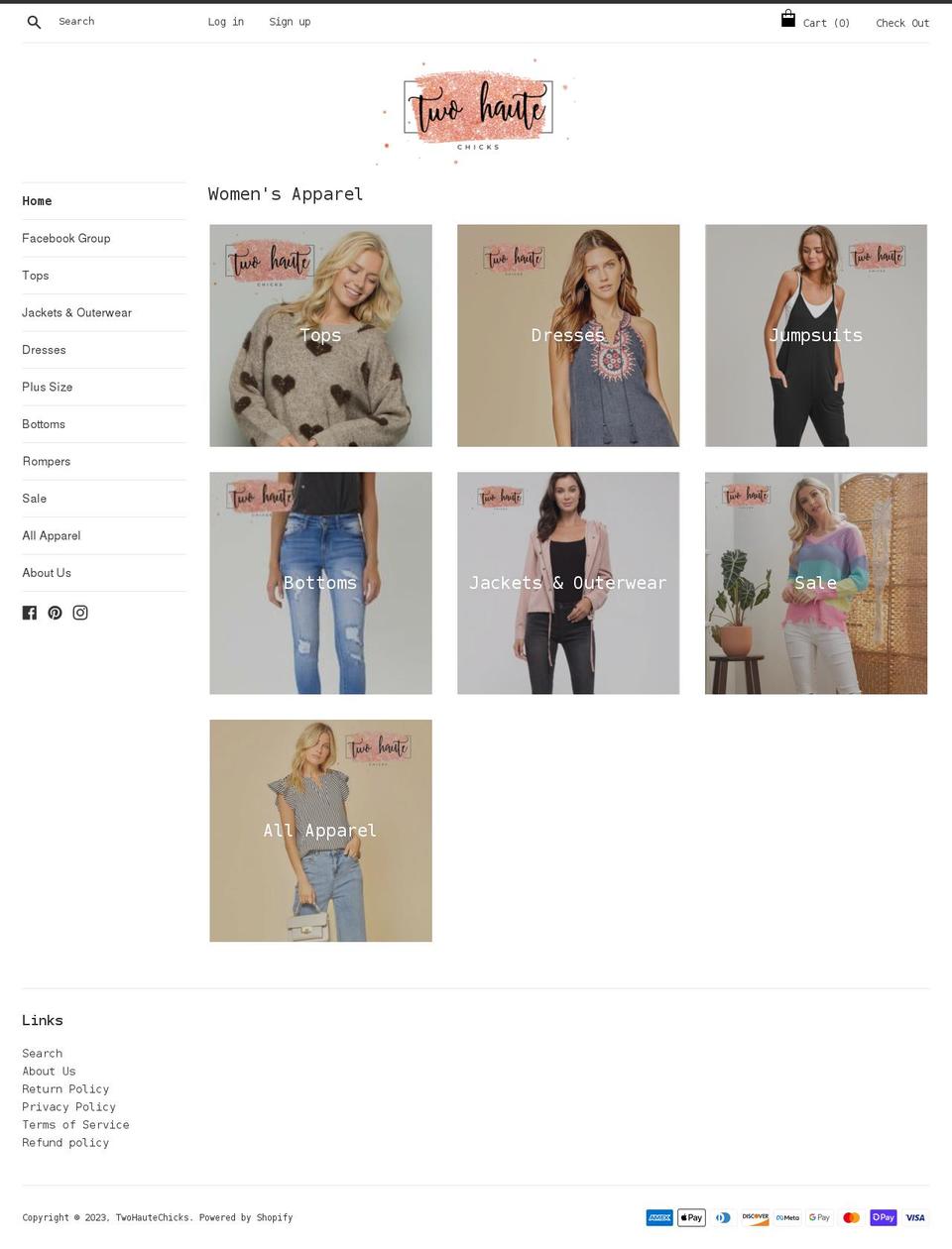 twohautechicks.com shopify website screenshot