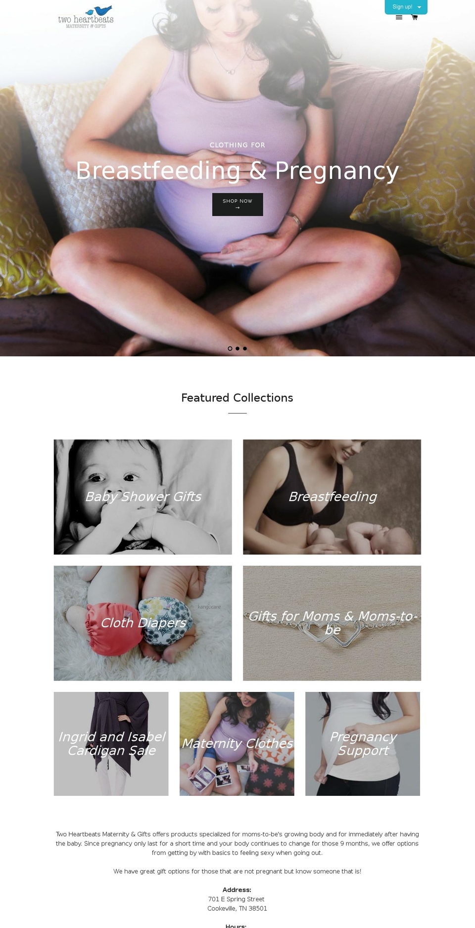 twoheartbeatsmaternity.com shopify website screenshot