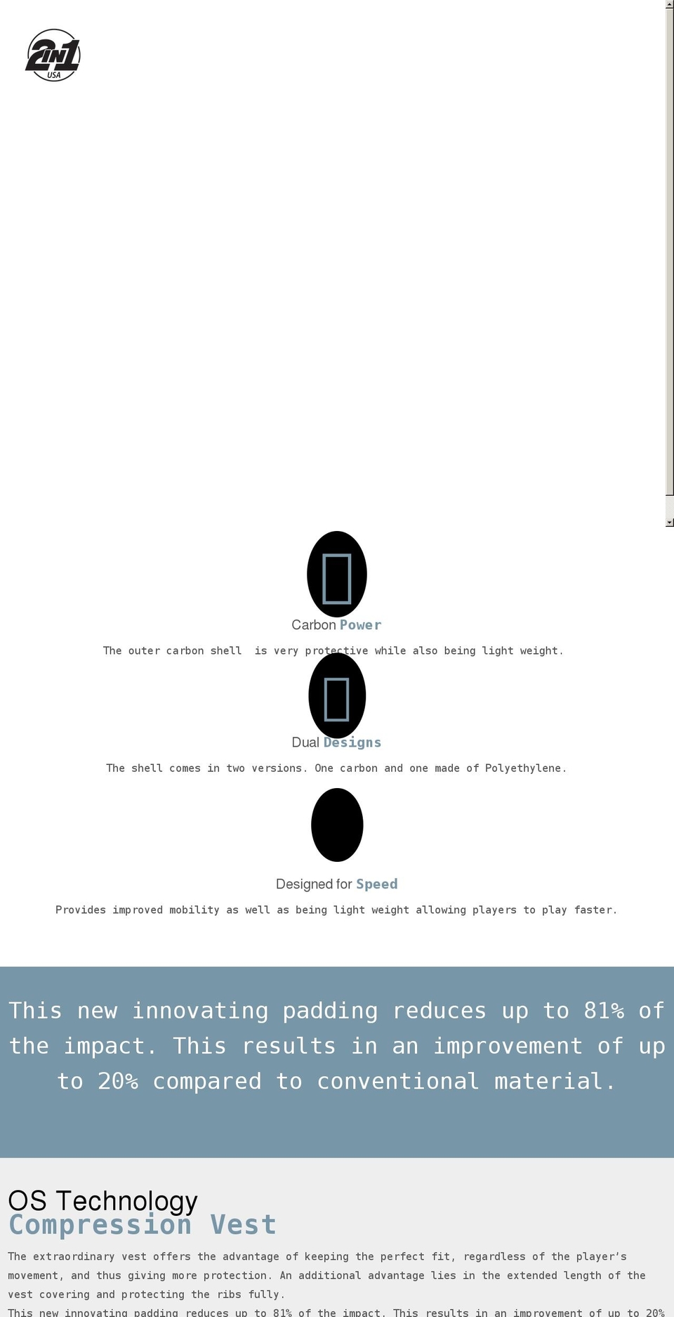 twoinoneshoulderpads.com shopify website screenshot