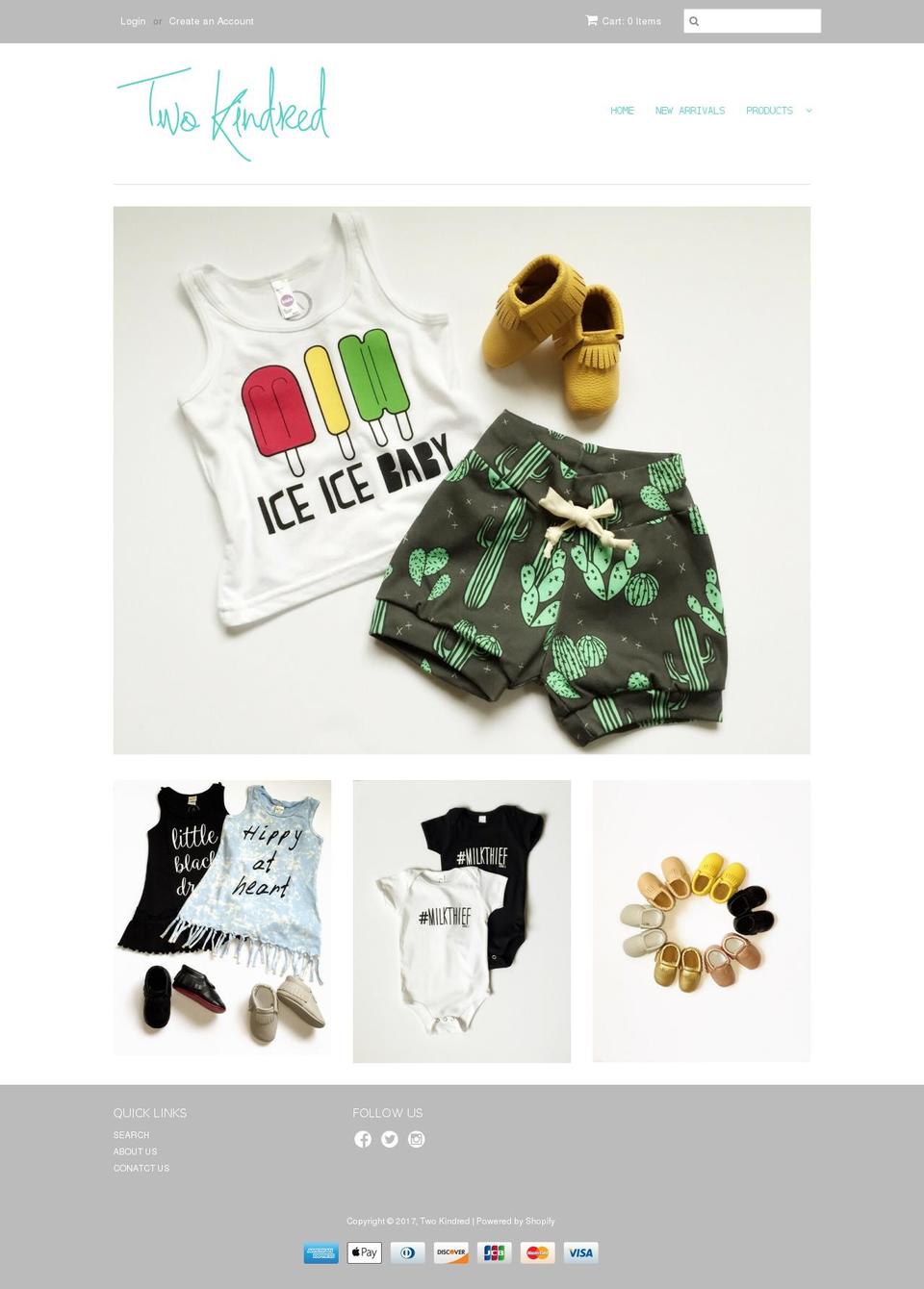 twokindred.com shopify website screenshot