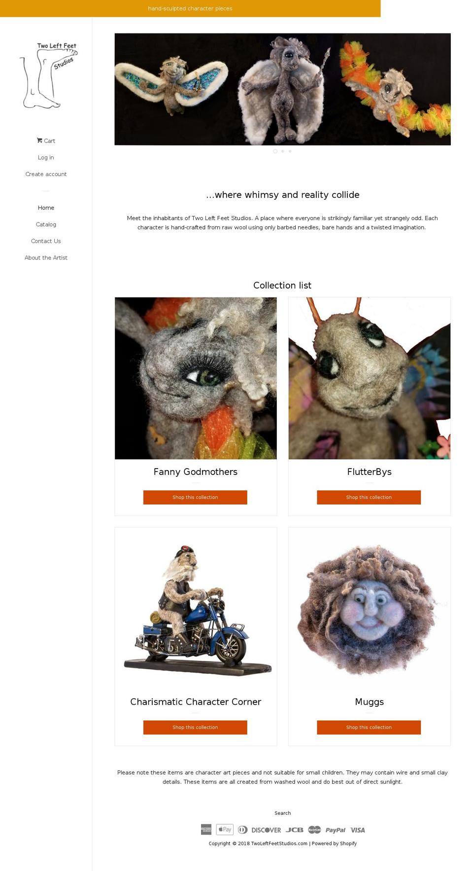 twoleftfeetstudios.com — Shopify storefront screenshot