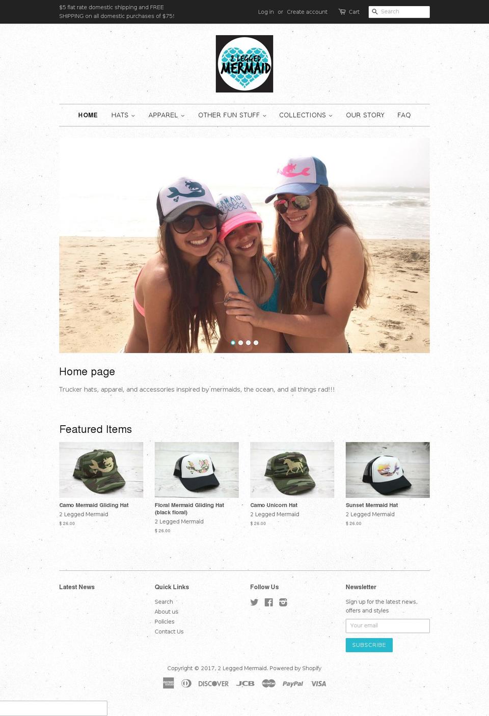 twoleggedmermaid.com shopify website screenshot