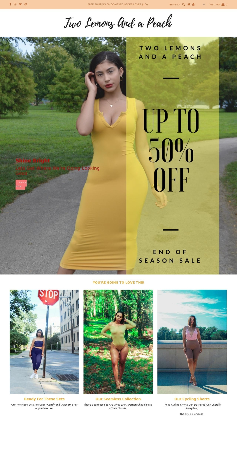 twolemonsandapeach.com — Shopify storefront screenshot