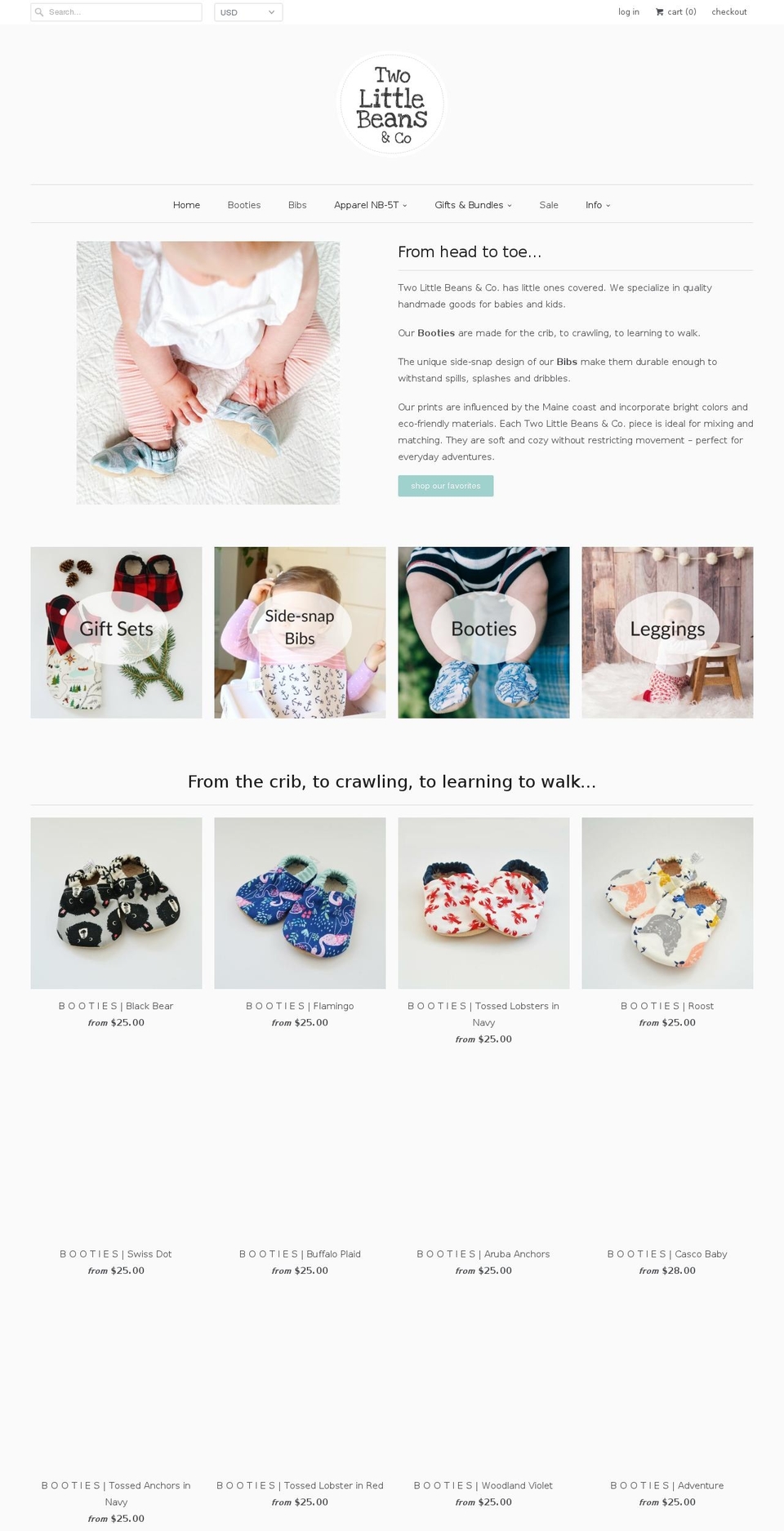 twolittlebeans.com — Shopify storefront screenshot