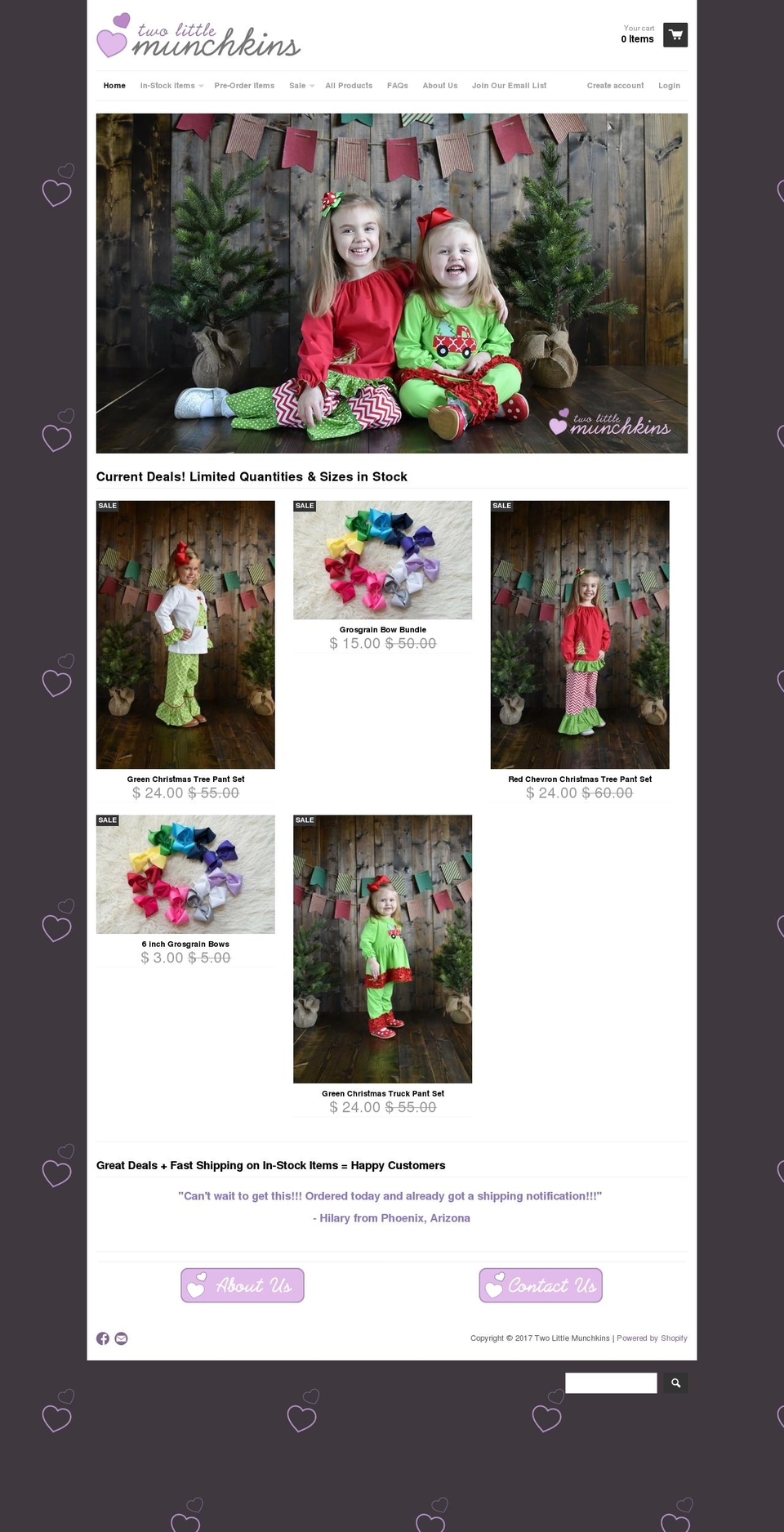 twolittlemunchkins.com shopify website screenshot
