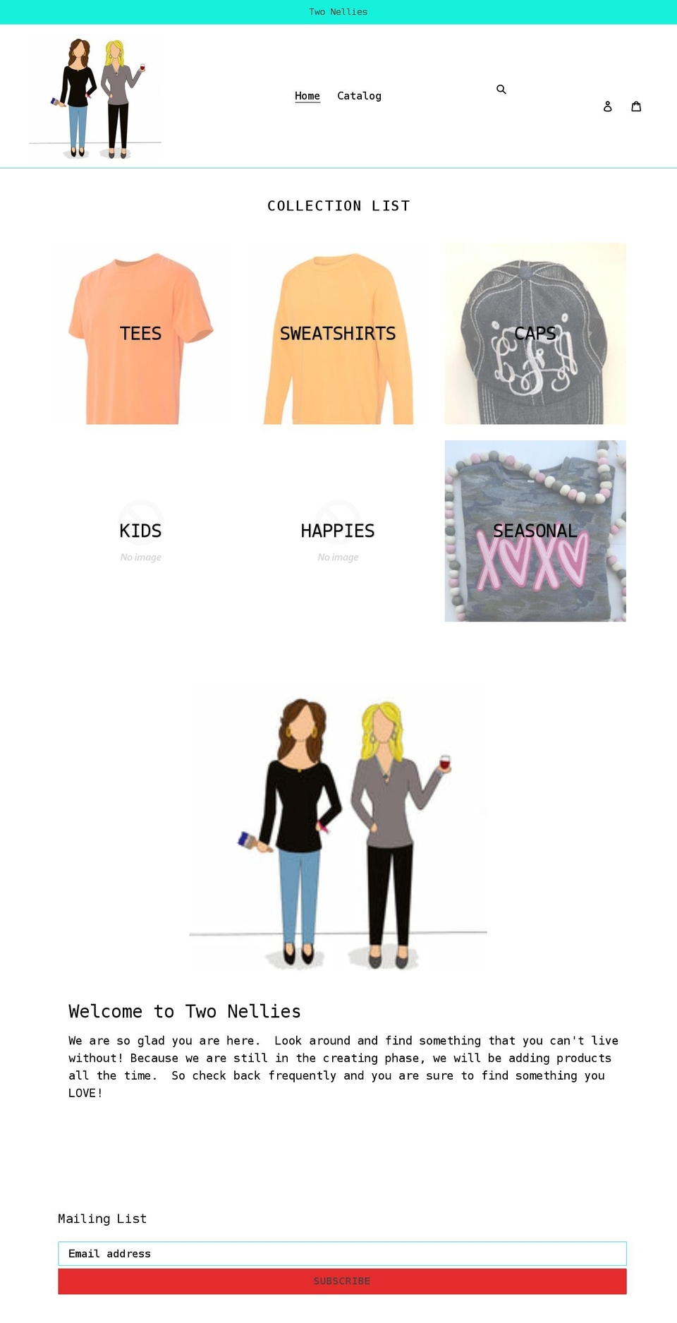 twonellies.com shopify website screenshot