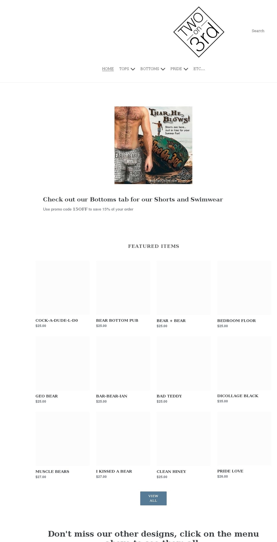 twoon3rd.com — Shopify storefront screenshot