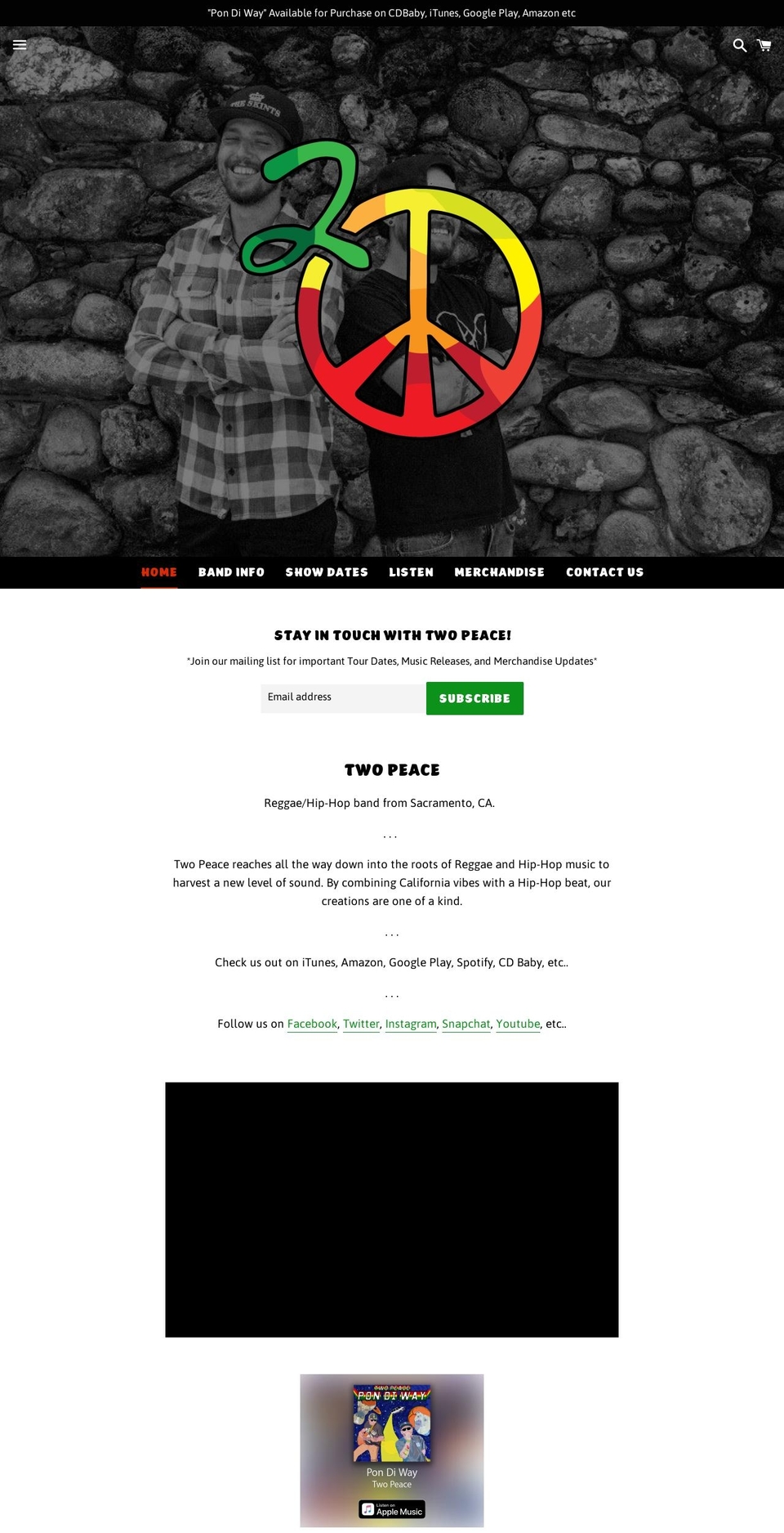 twopeacemusic.com — Shopify storefront screenshot