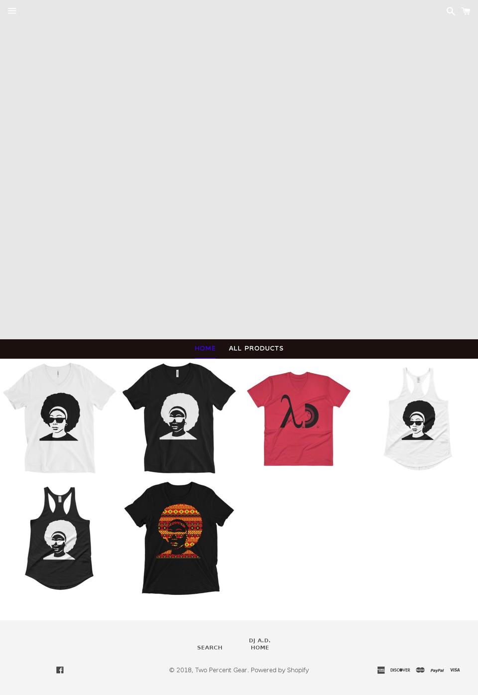 twopercentgear.com — Shopify storefront screenshot