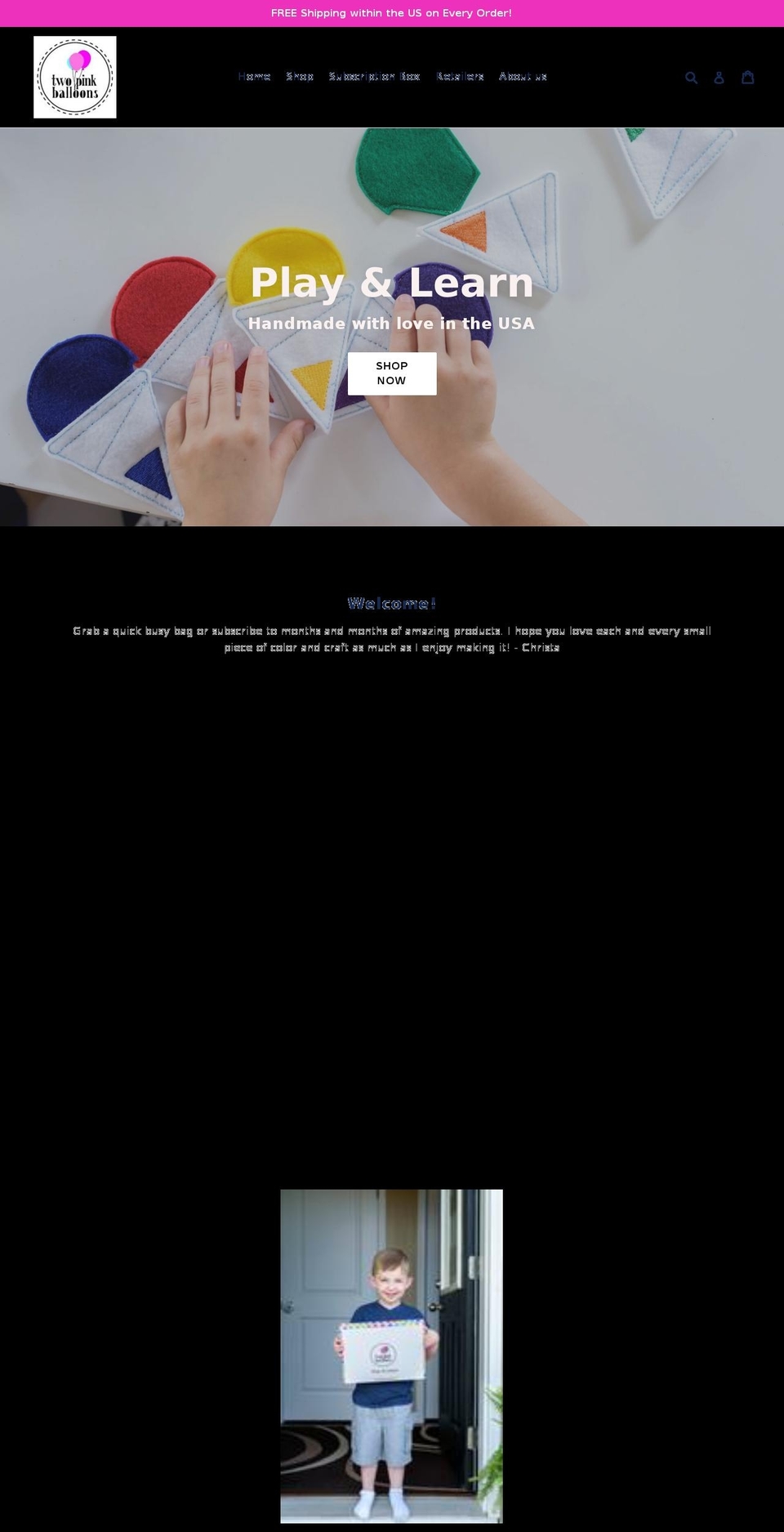 twopinkballoons.com shopify website screenshot