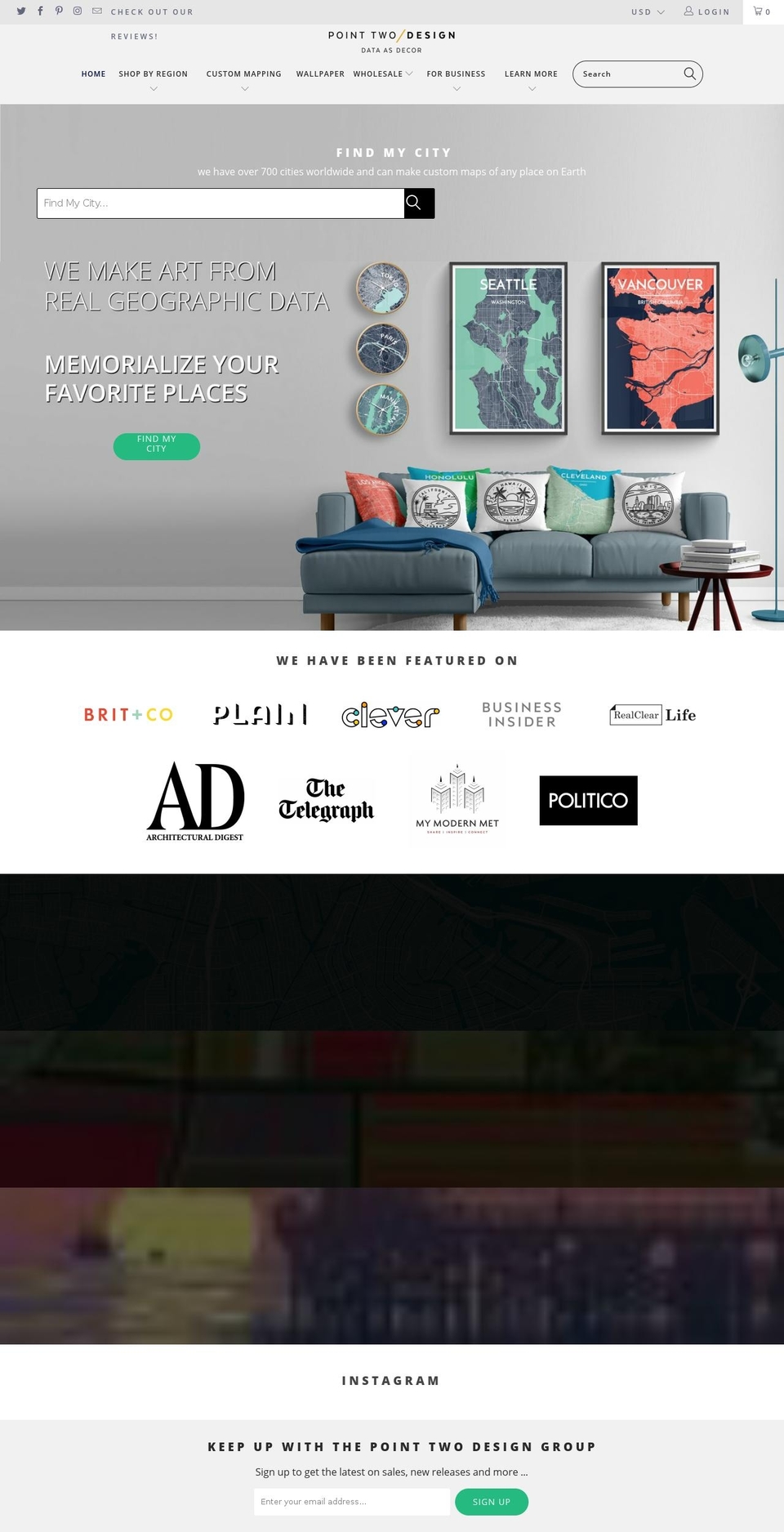 twopointsmaps.com shopify website screenshot