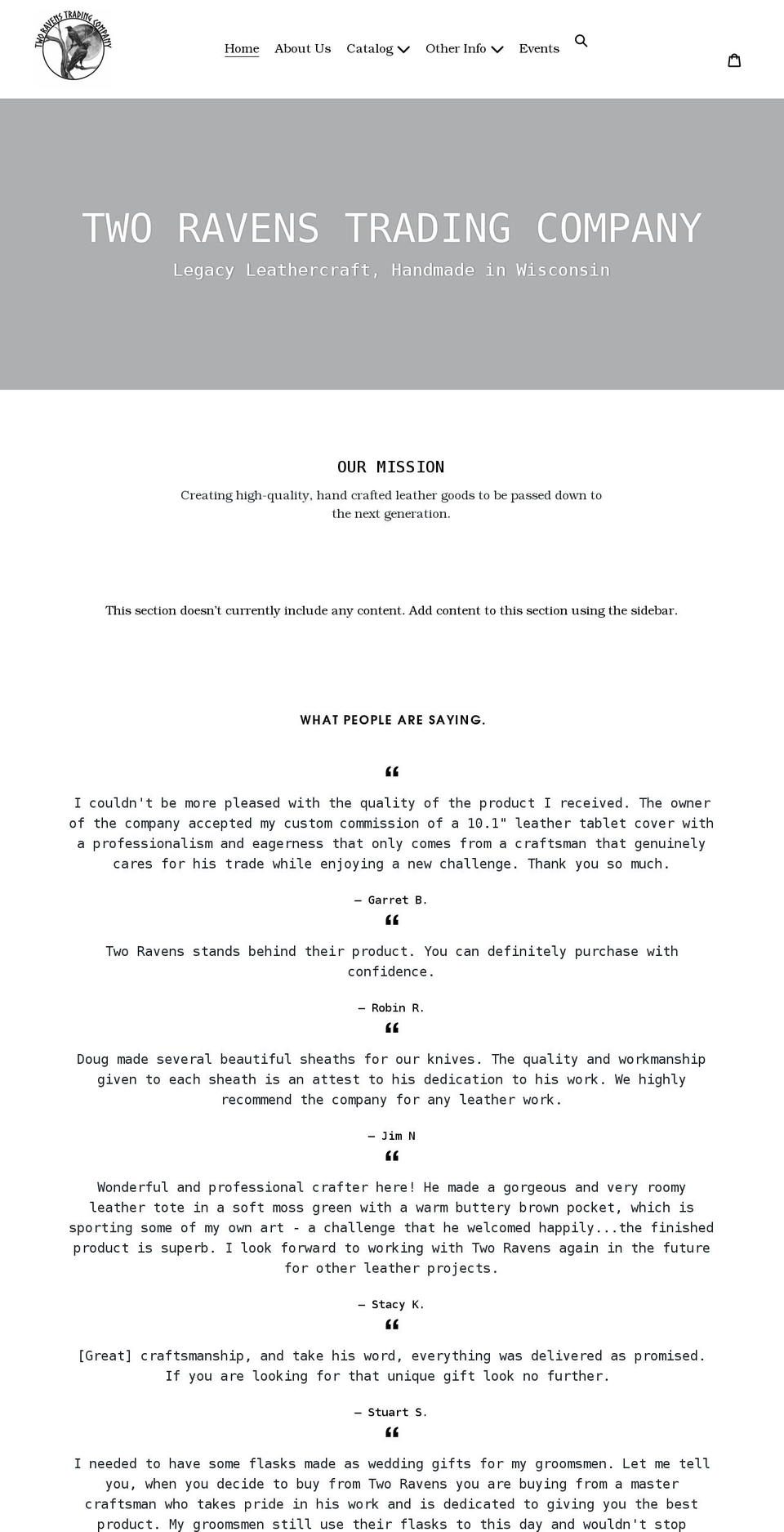 tworavenstrading.com shopify website screenshot