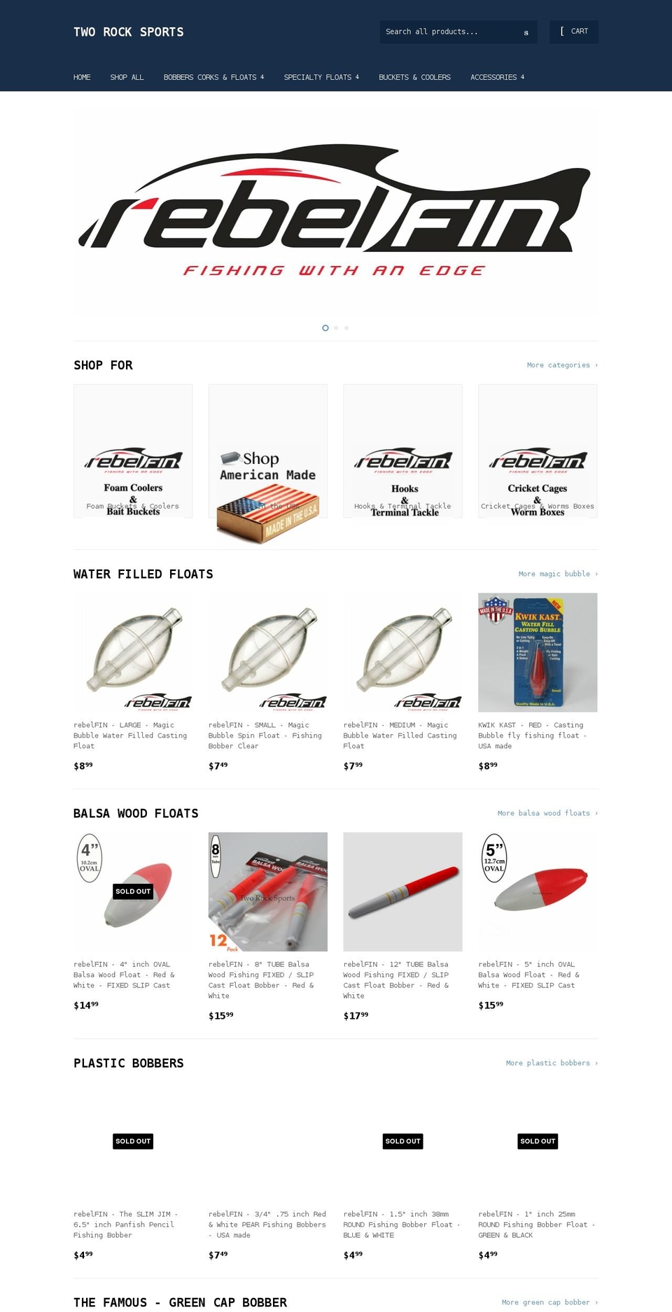 tworocksports.com shopify website screenshot