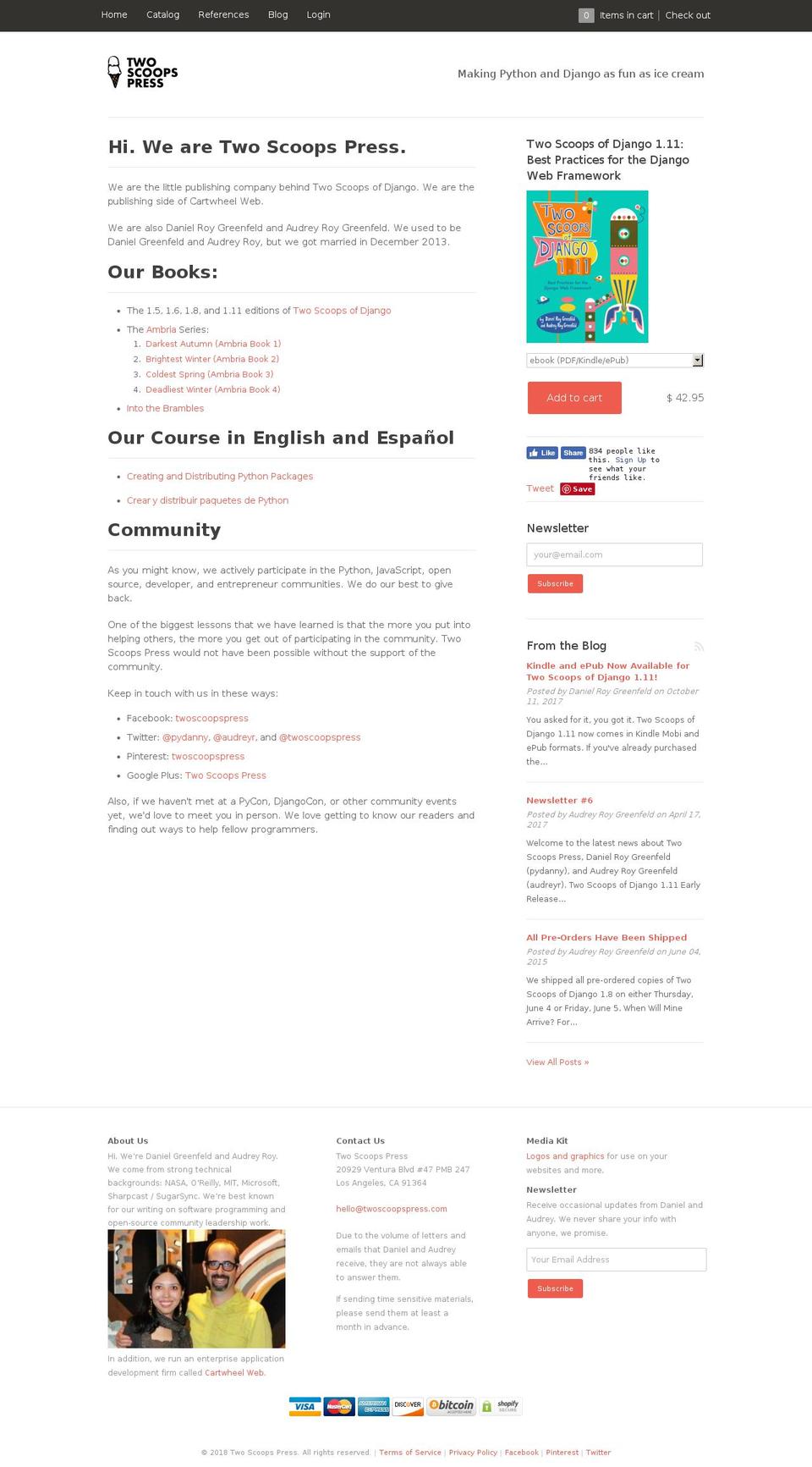twoscoopspress.com shopify website screenshot