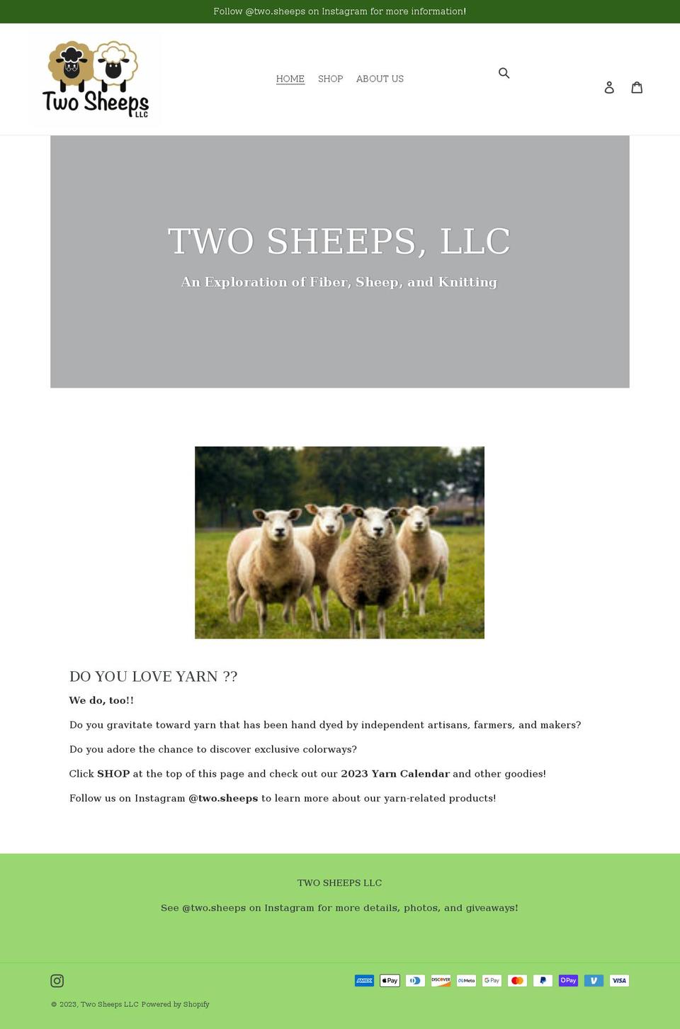 twosheeps.com shopify website screenshot