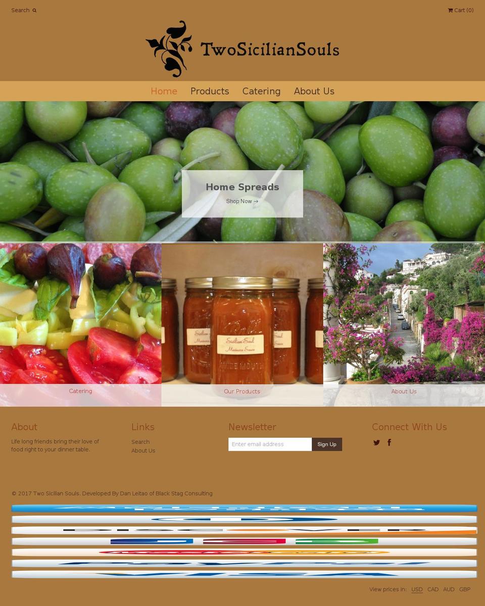 twosiciliansoul.com shopify website screenshot