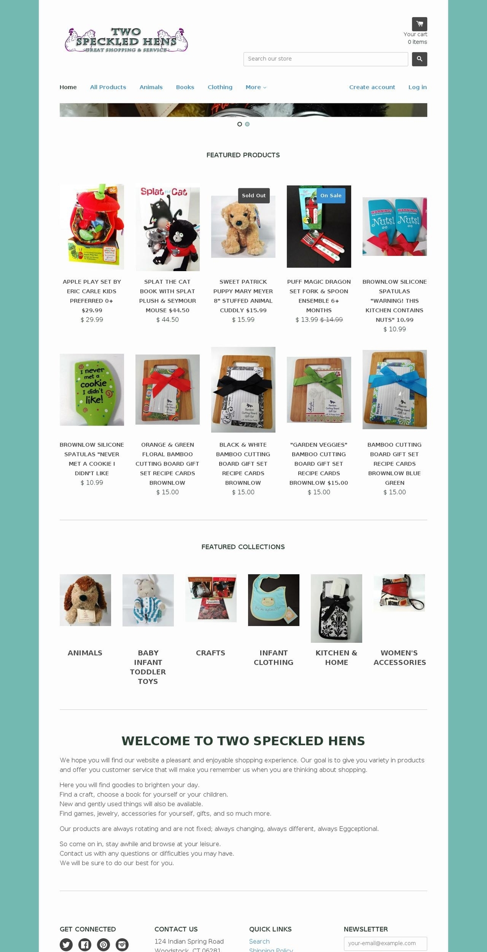 twospeckledhens.com — Shopify storefront screenshot