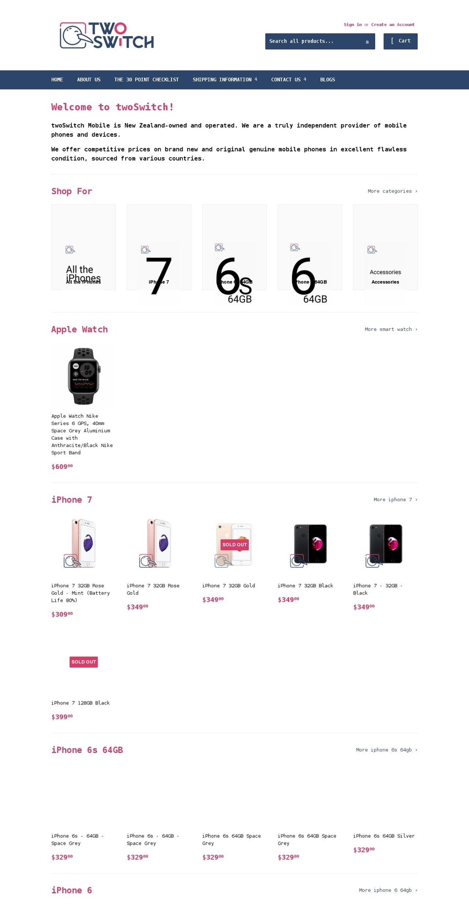 twoswitch.co.nz shopify website screenshot