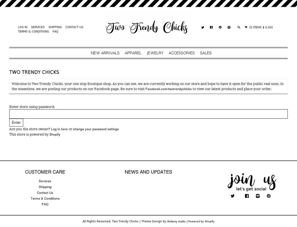 twotrendychicks.com shopify website screenshot