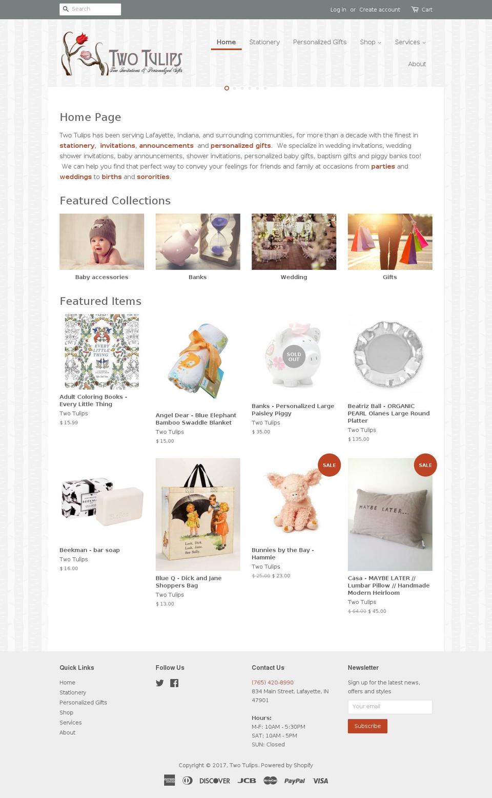 twotulips.com shopify website screenshot