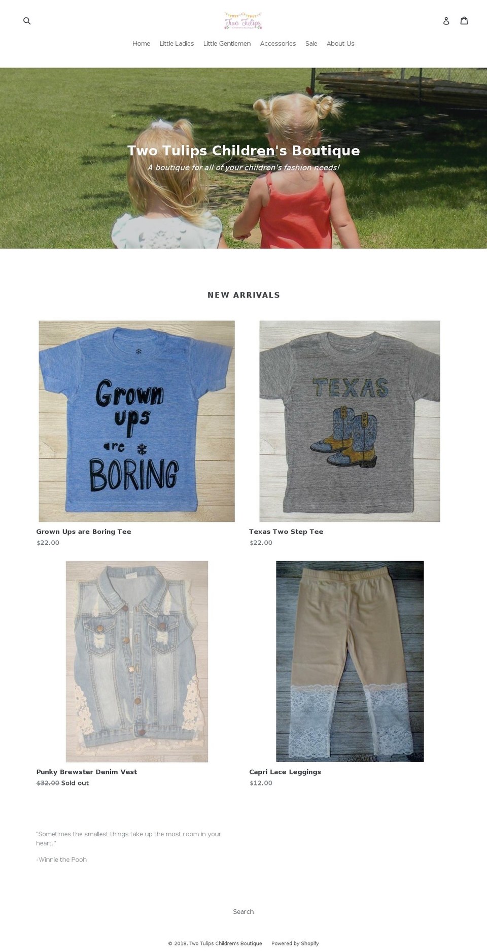 twotulipsboutique.com — Shopify storefront screenshot