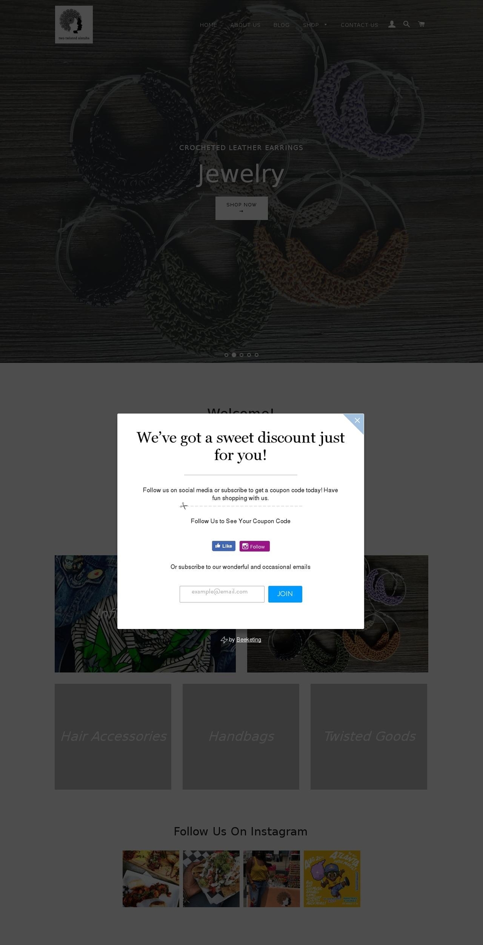 twotwistedsistahs.com — Shopify storefront screenshot