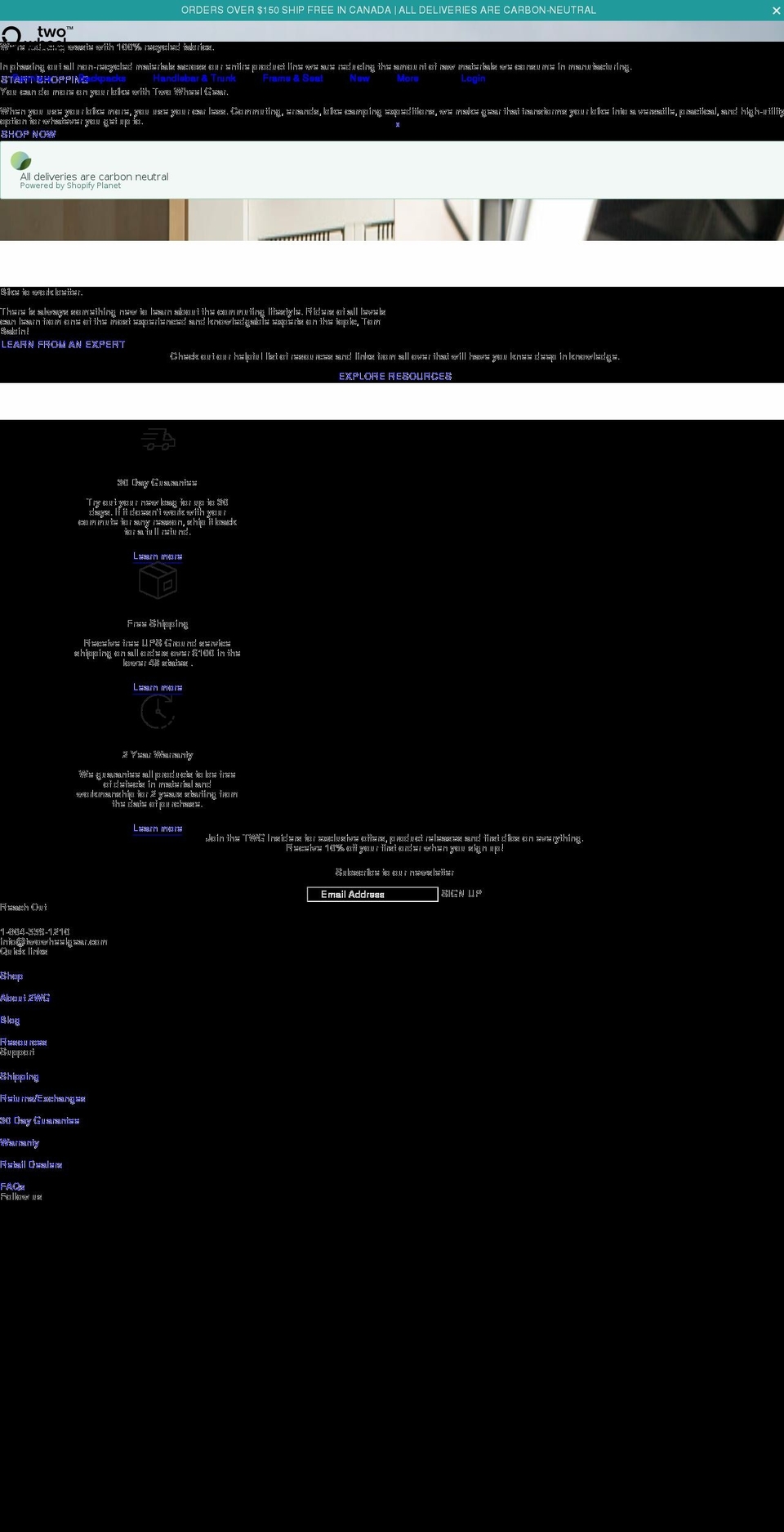 twowheelgear.ca shopify website screenshot