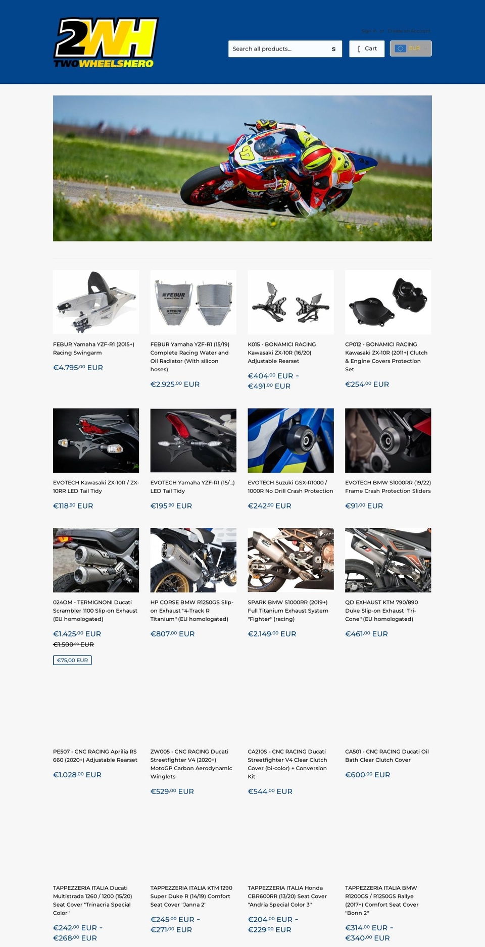 twowheelshero.com shopify website screenshot