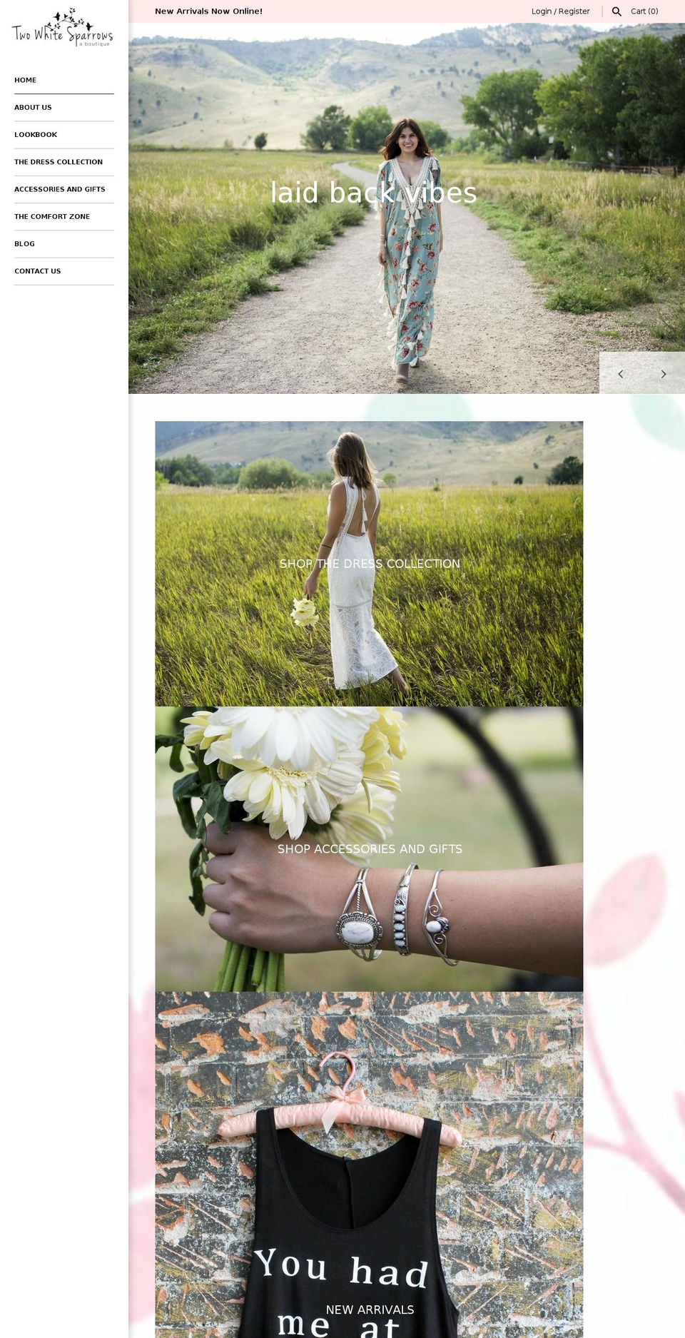 twowhitesparrows.com — Shopify storefront screenshot