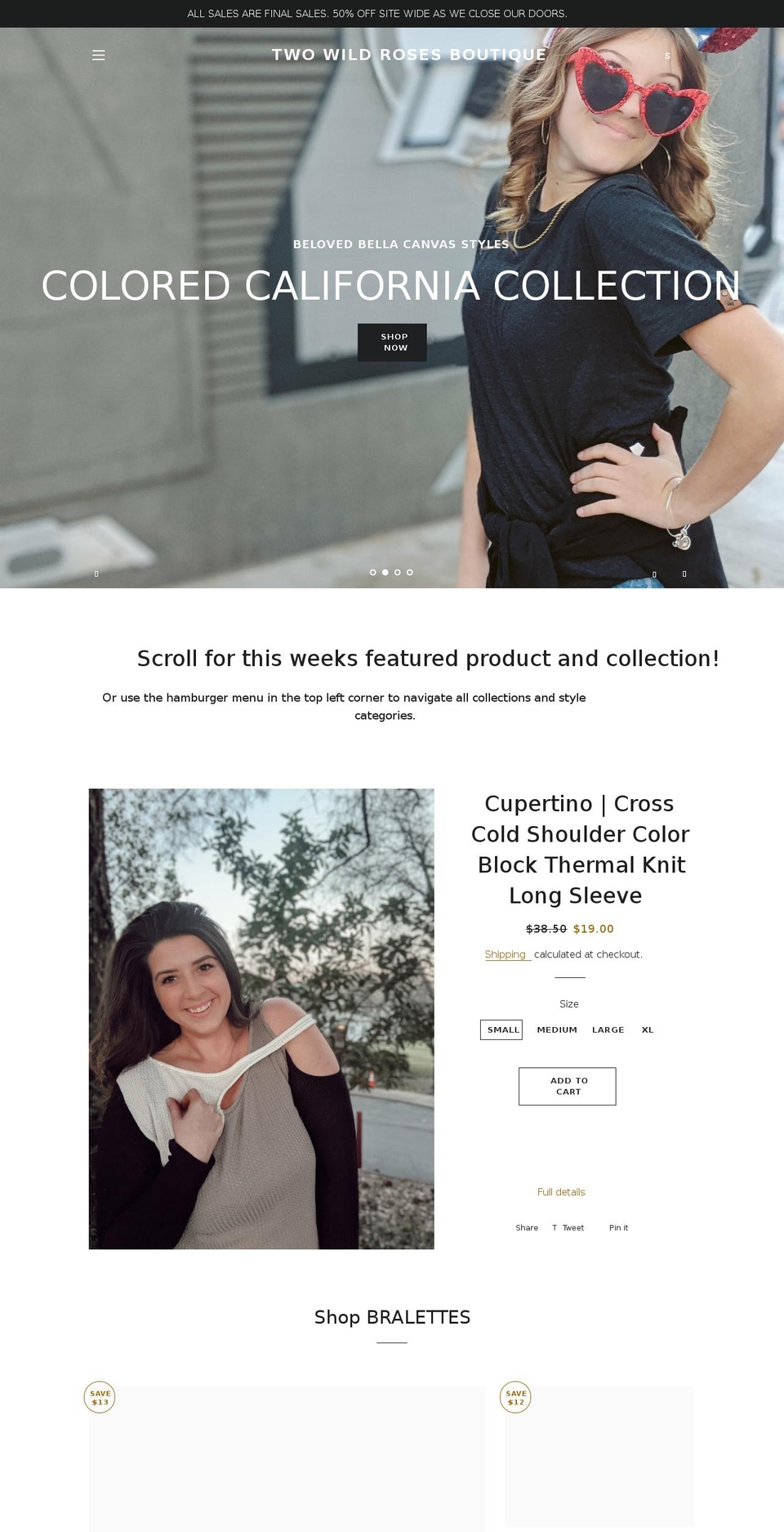 twowildrosesboutique.com — Shopify storefront screenshot