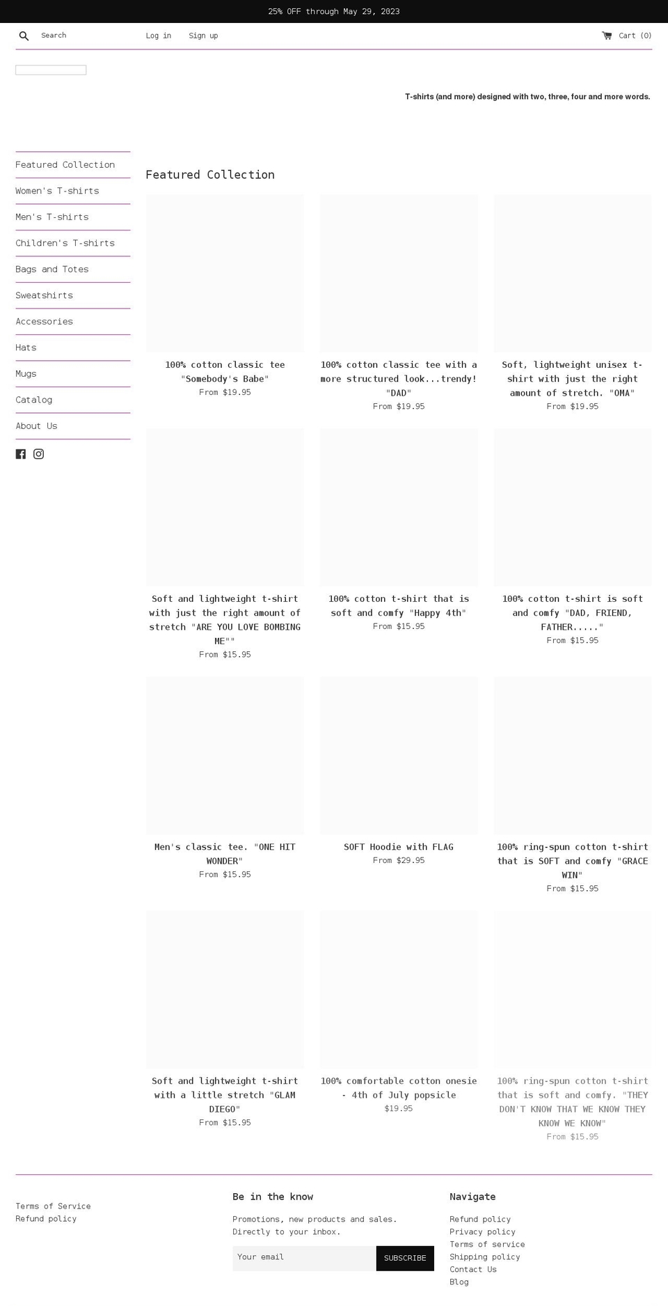 twowordstshirts.com shopify website screenshot