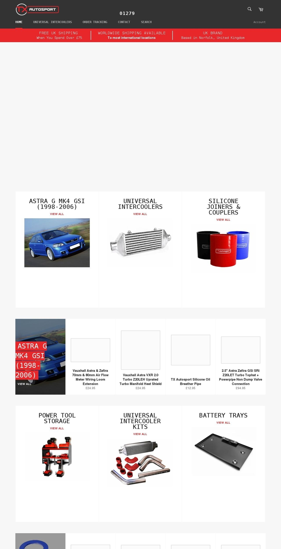 txautosport.co.uk shopify website screenshot