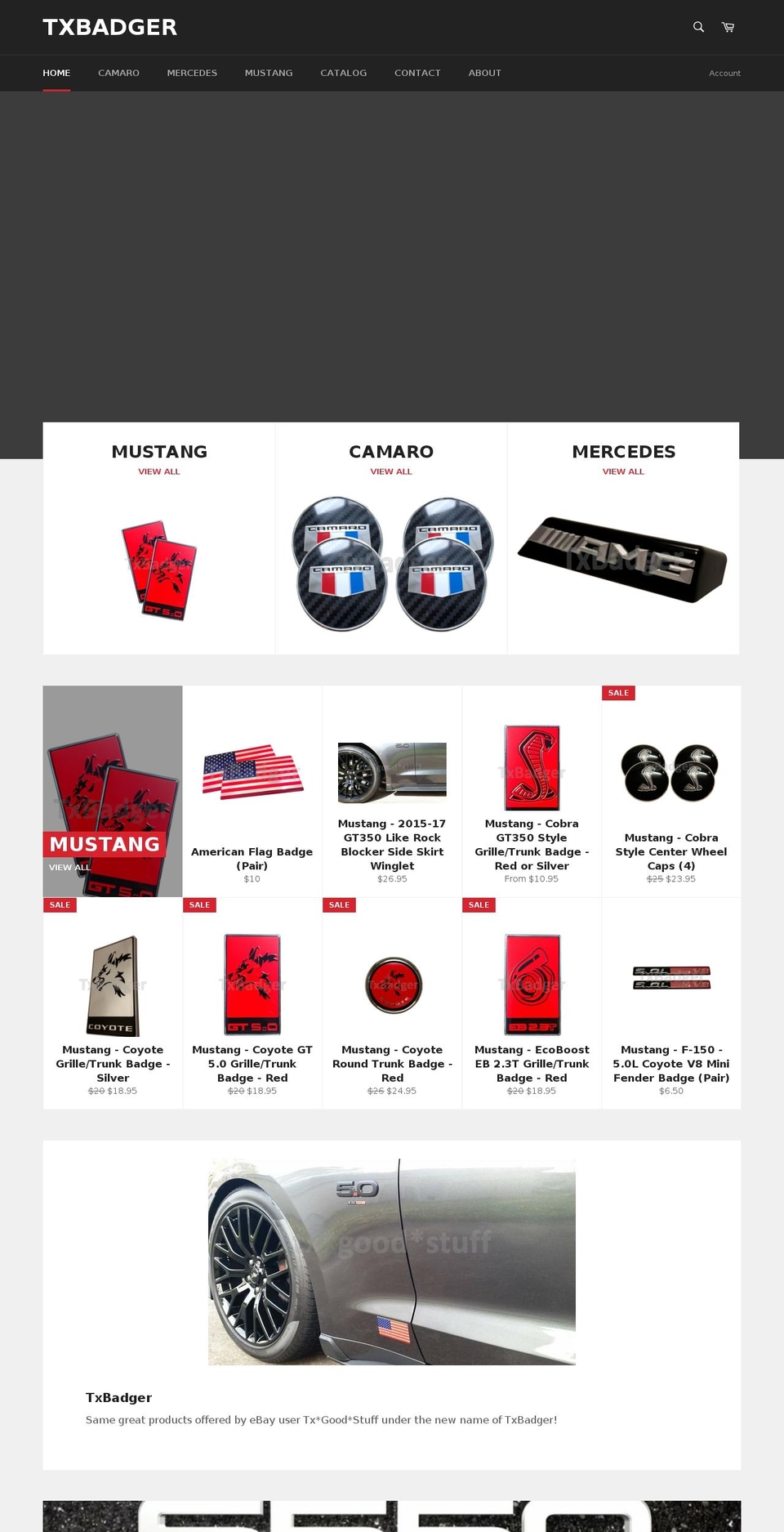 txbadger.com shopify website screenshot