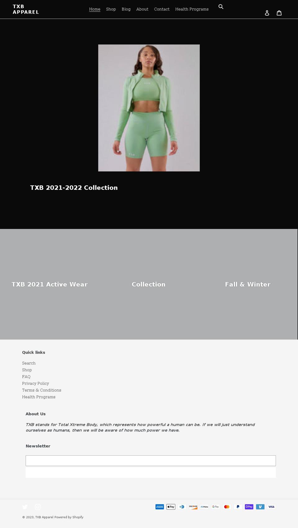 txbapparel.com shopify website screenshot