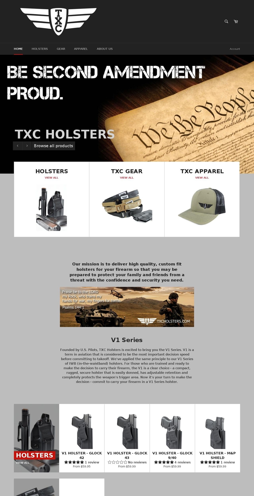 txcholsters.com shopify website screenshot