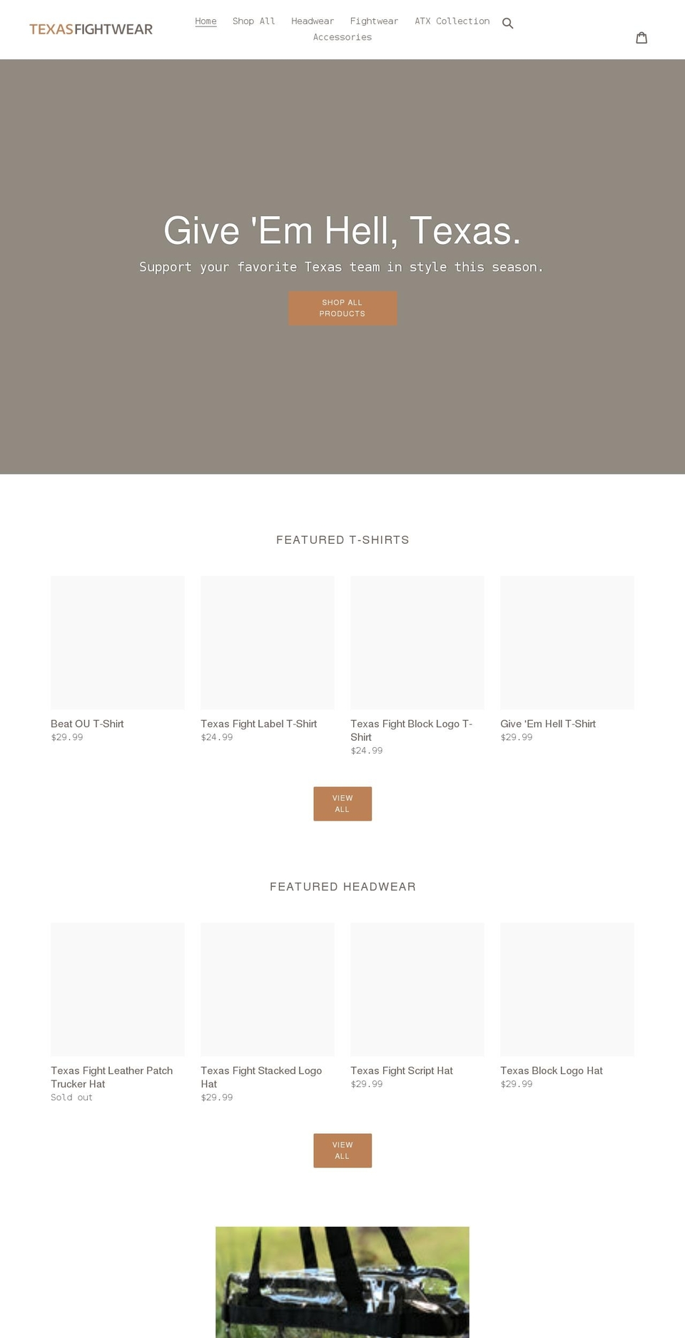 txfightwear.com shopify website screenshot