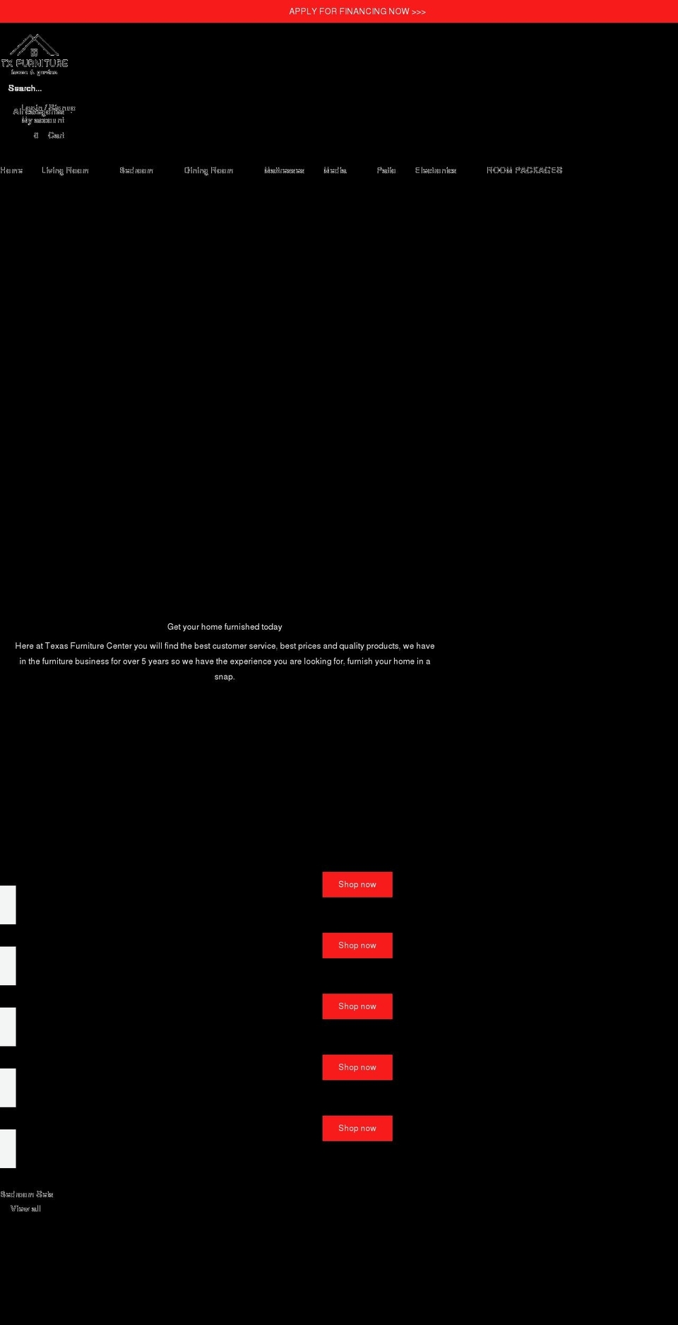 txfurn.com shopify website screenshot