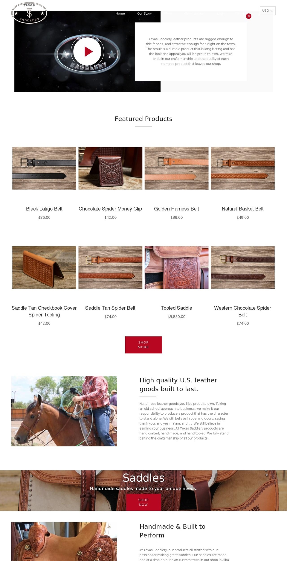 txsaddlery.com shopify website screenshot