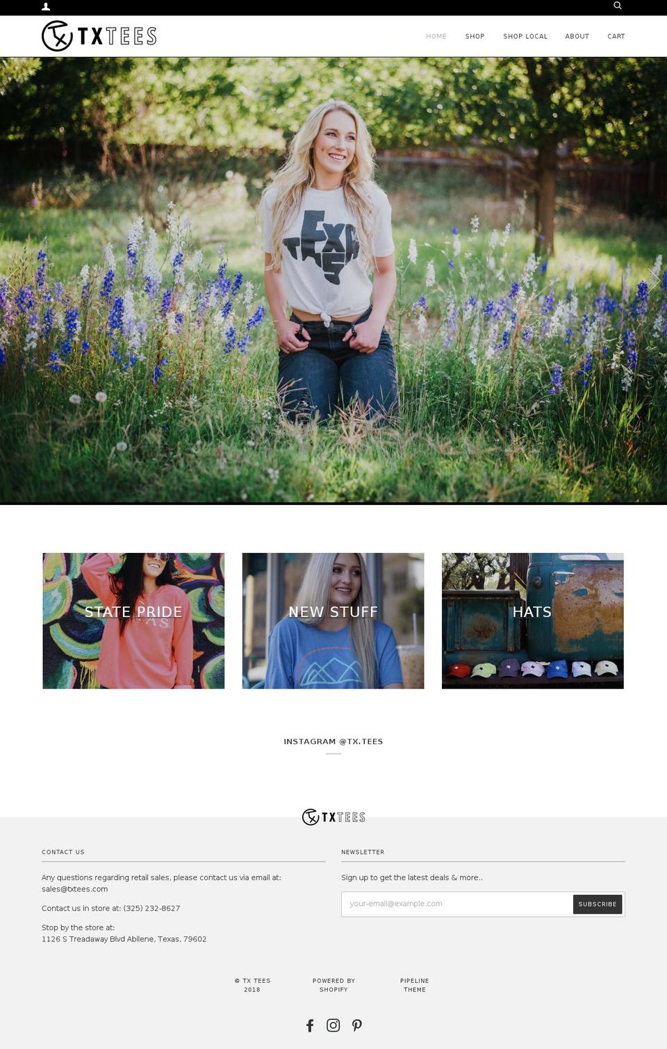 txtees.store shopify website screenshot