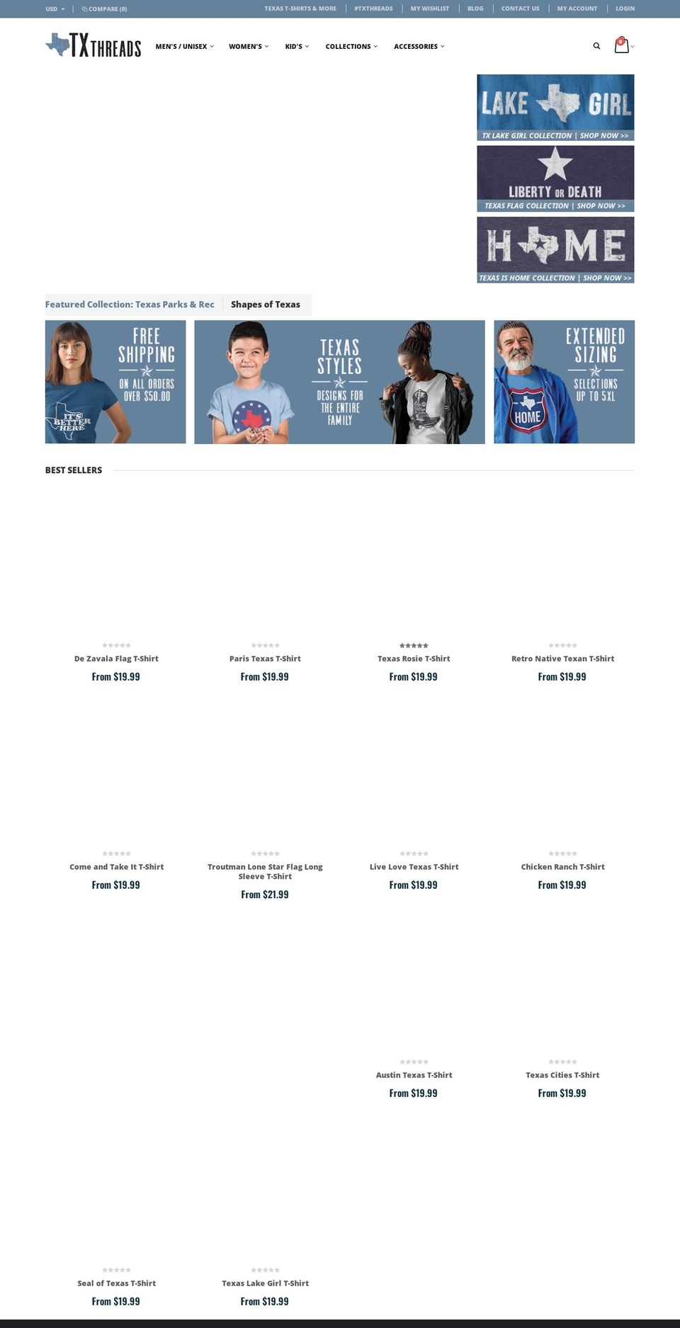 txthreads.com shopify website screenshot