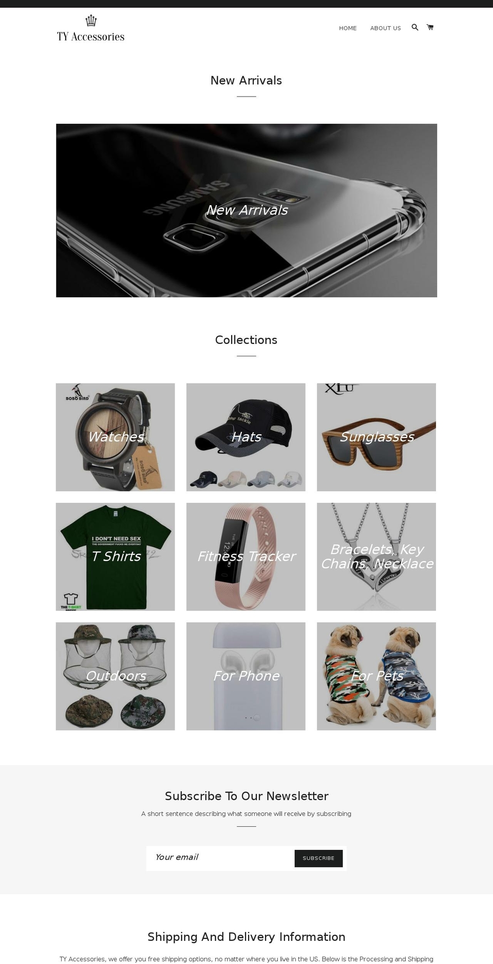 tyaccessories.com shopify website screenshot