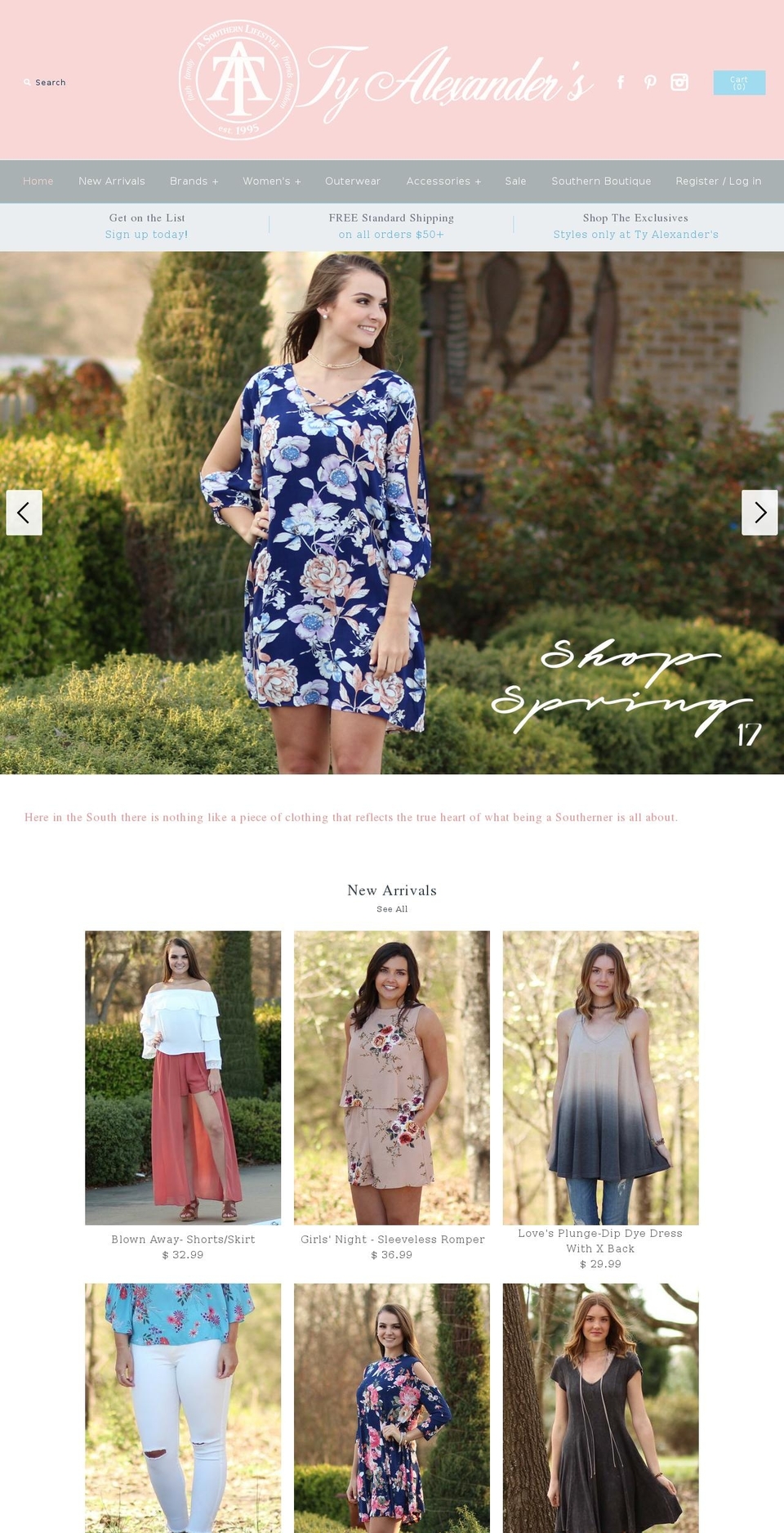 tyalexanders.com shopify website screenshot