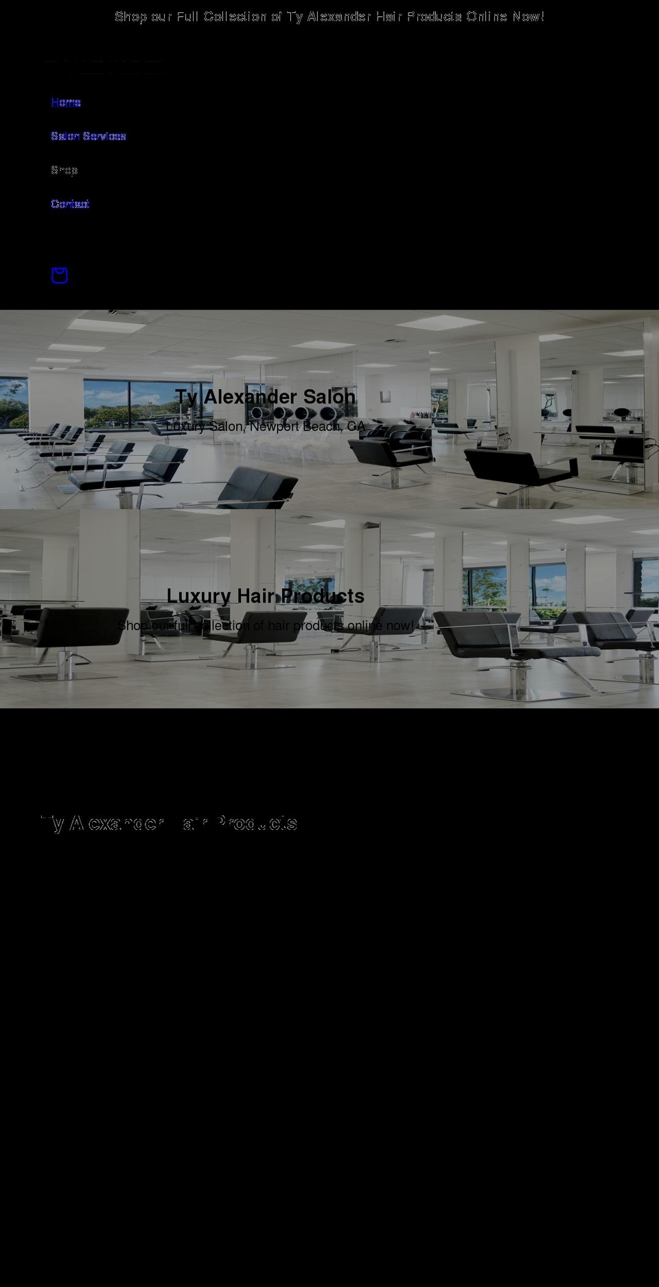 tyalexandersalon.com shopify website screenshot
