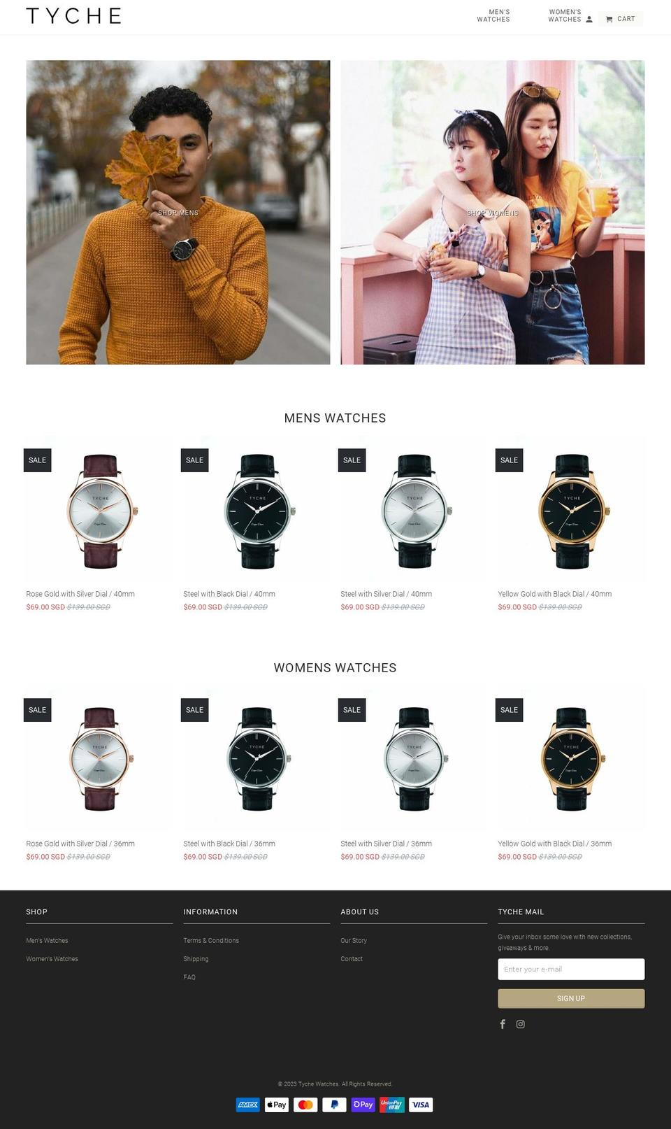 tychewatches.co shopify website screenshot