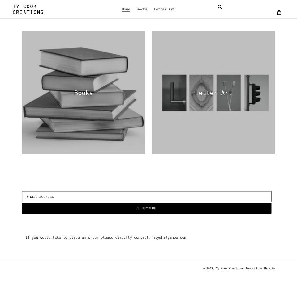 tycookcreations.com shopify website screenshot