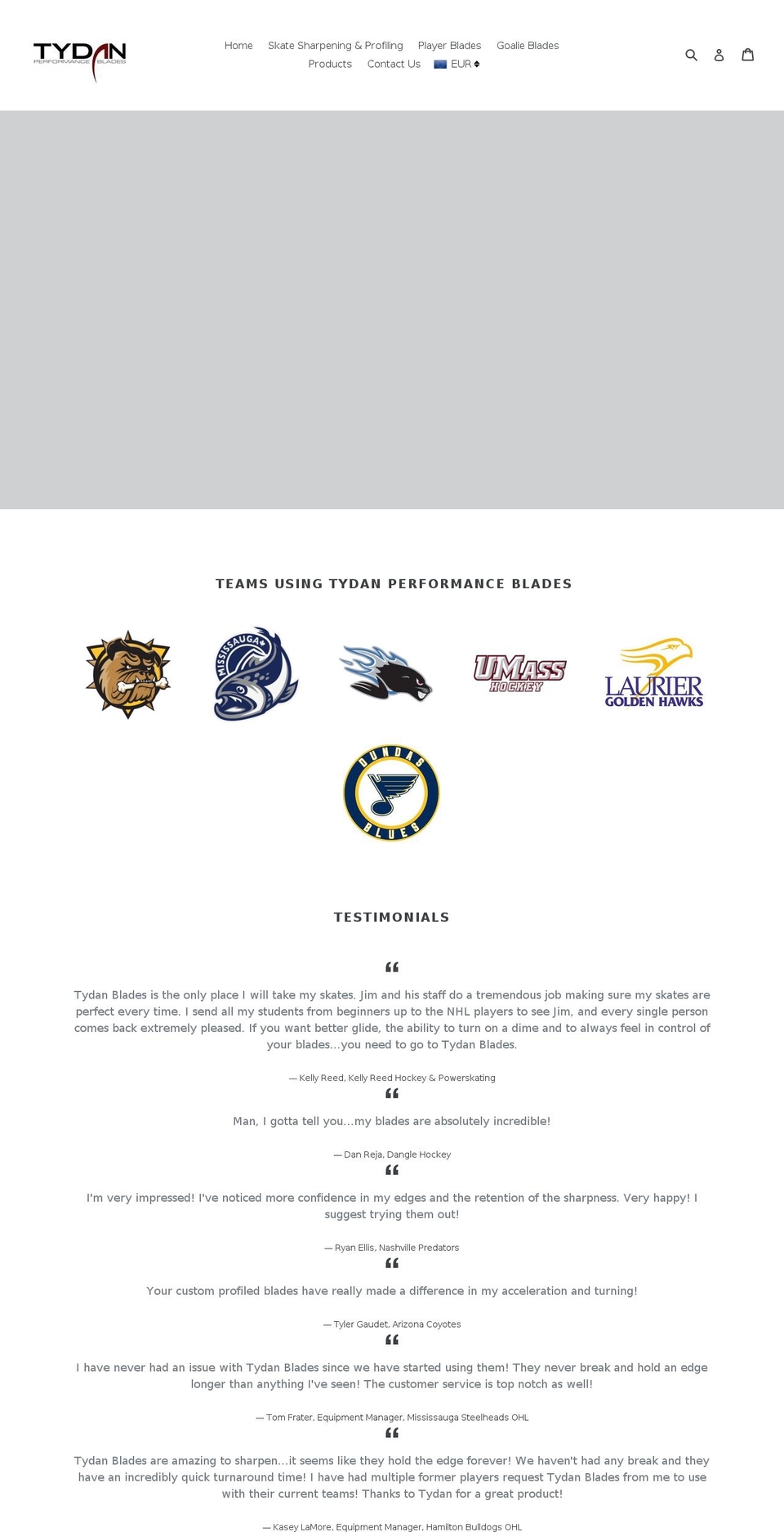 tydanblades.com shopify website screenshot