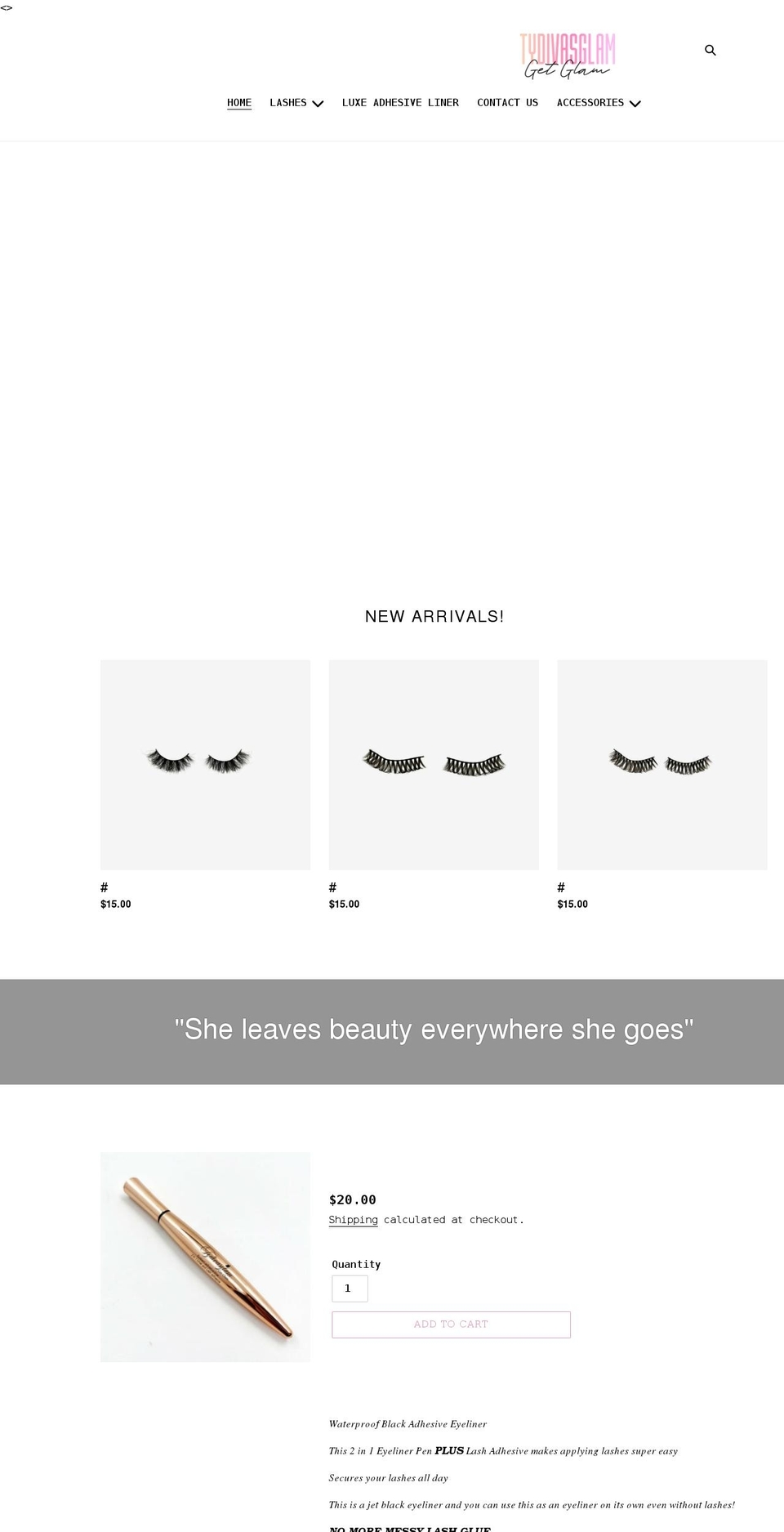 tydivasglam.com shopify website screenshot