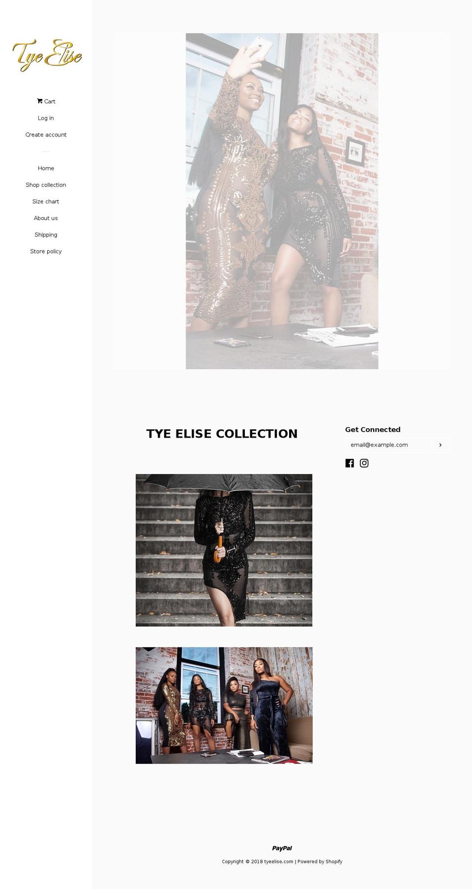 tyeelise.com shopify website screenshot