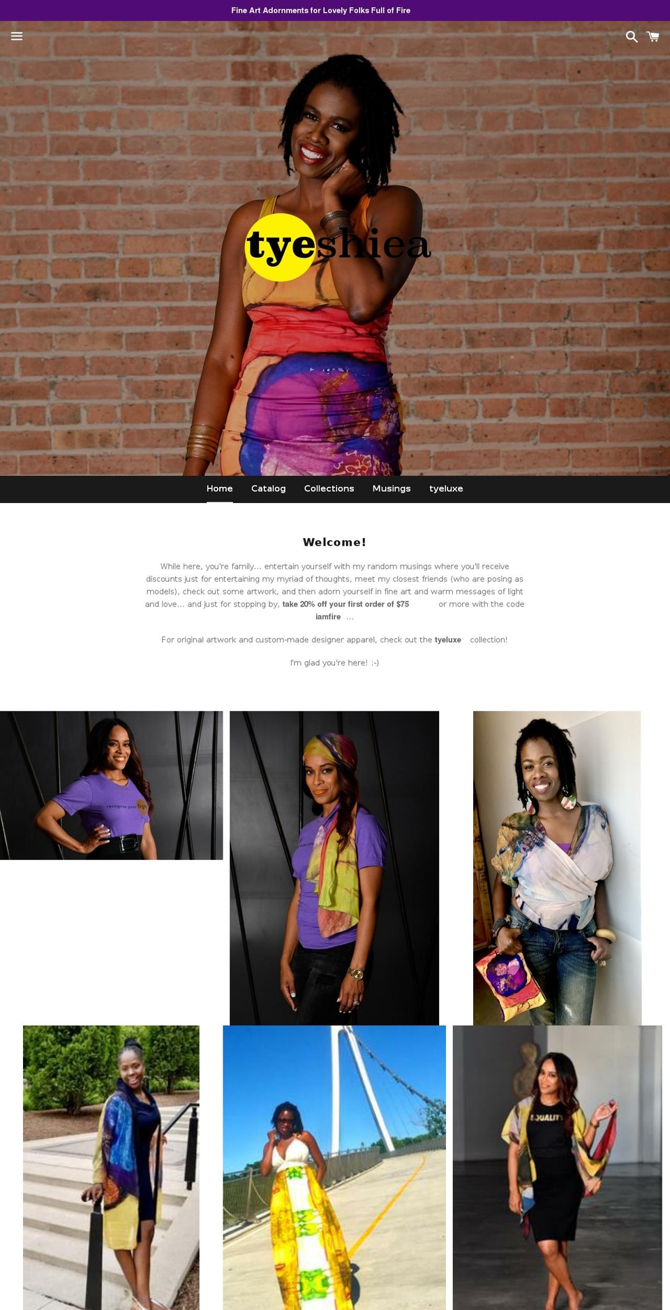 tyeshiea.com shopify website screenshot