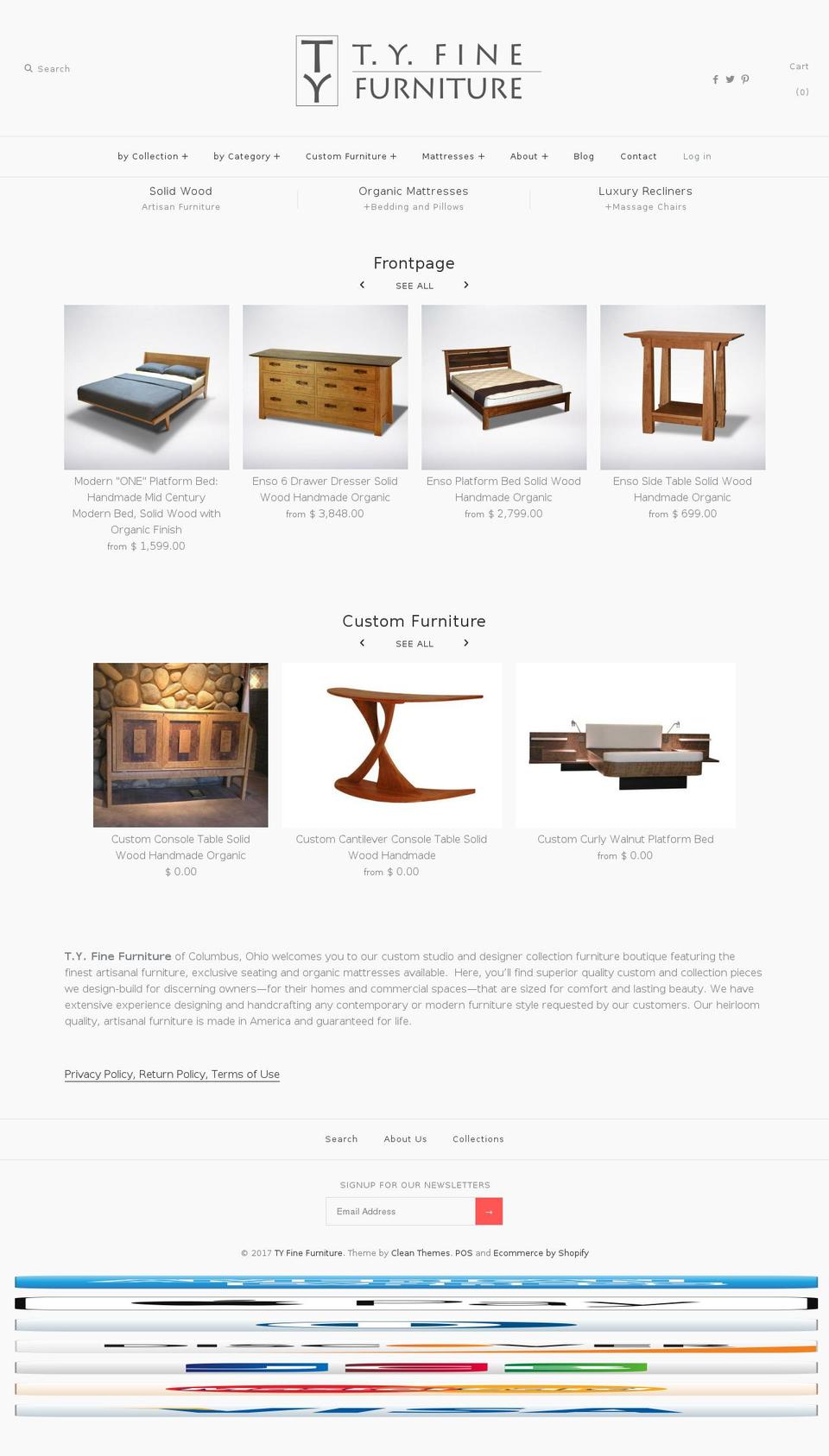 tyfinefurniture.com shopify website screenshot